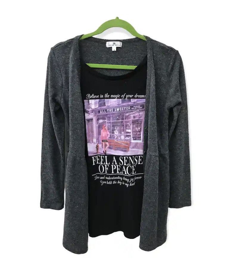 image of Art x Cardigan Nacer Mira 2 Layer Front Hit Long Cardigan Nice Design, Women's (Size Medium)