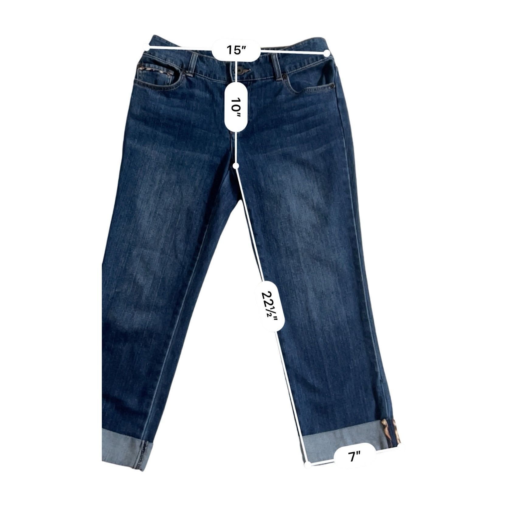 Chicos CHICOS Women’s Capri Denim Blue Stretch Cuffed Hem Size 30" / US 8 / IT 44 - 2 Thumbnail