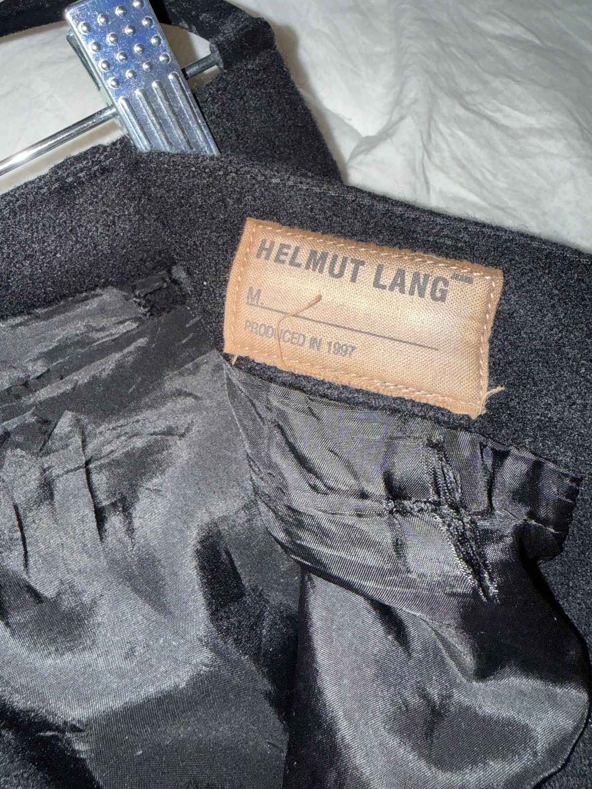 Helmut Lang Helmut Lang 1997 Rubber Strip Black Wool Pants Size US 30 / EU 46 - 7 Thumbnail