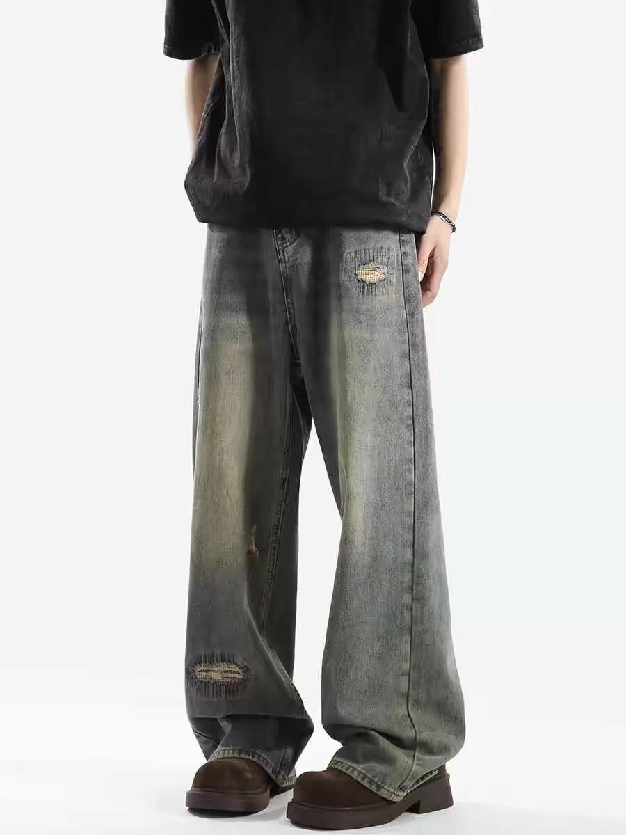 Light Blue High Street Vintage Loose Casual Pants
