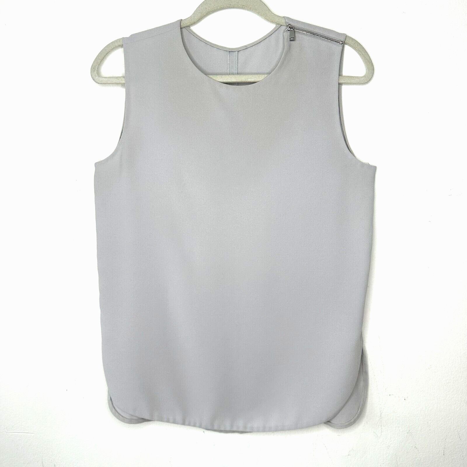 Other Stone Gray Sleeveless Blouse Shoulder Zip Split Curve Hem S Size S / US 4 / IT 40 - 3 Thumbnail