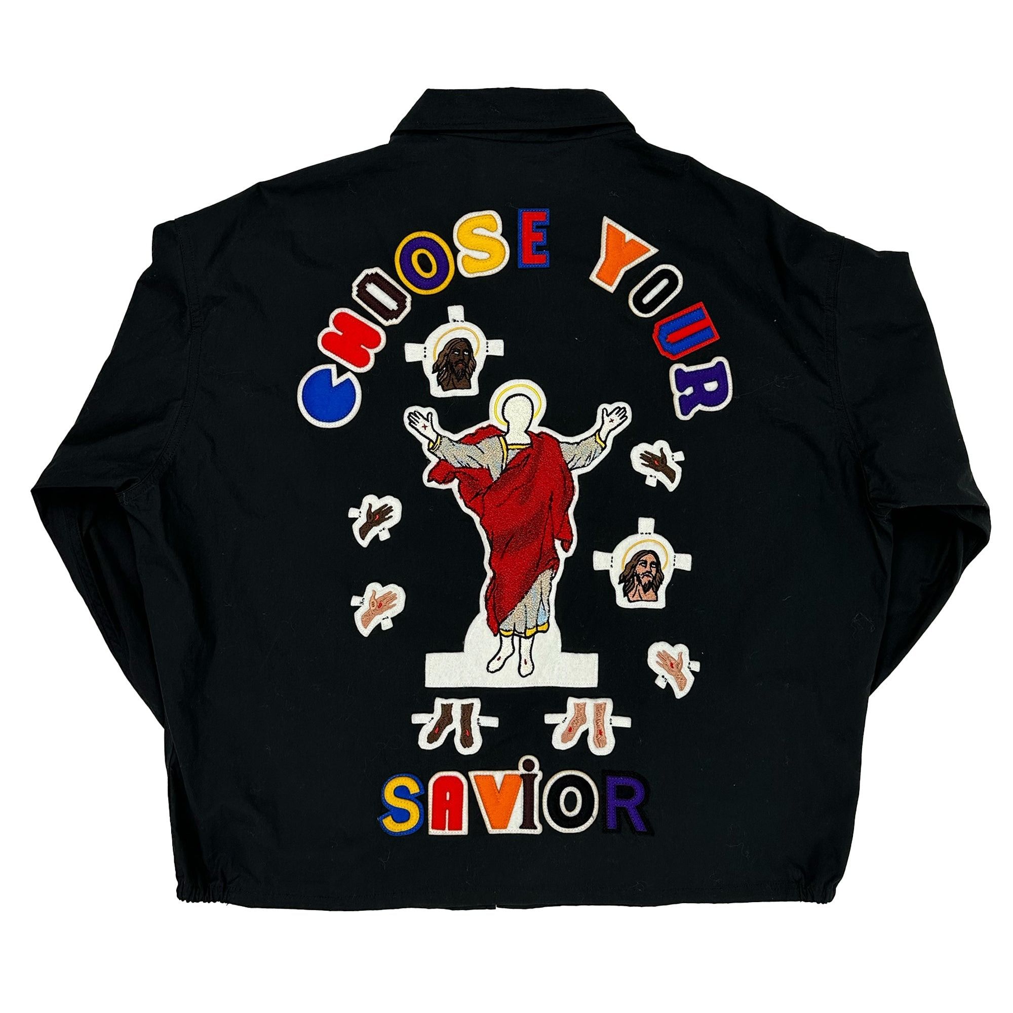 Saint Michael SAINT TEARS 'CHOSE YOUR SAVIOR' CHAIN-STITCHED COACH JACKET Size US XL / EU 56 / 4 - 8 Thumbnail