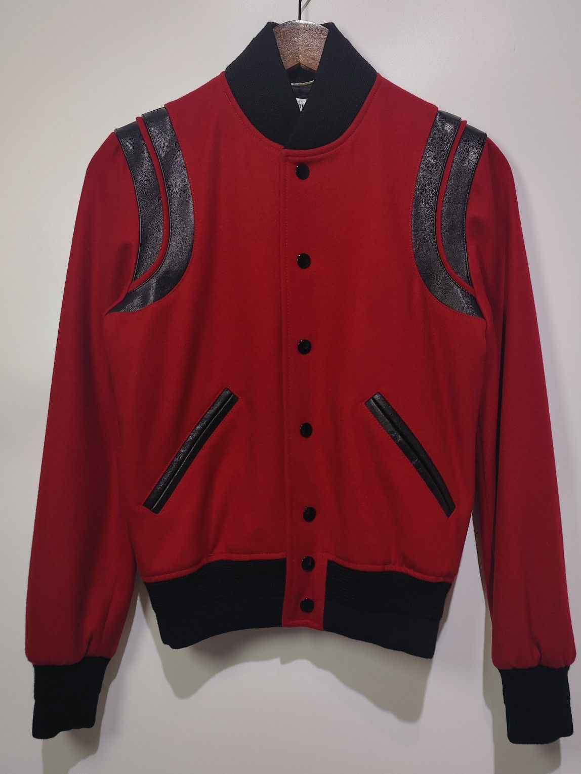 Saint Laurent Paris Saint Laurent Wool Leather Varsity Jacket Size 38 Size S / US 4 / IT 40 - 1 Thumbnail