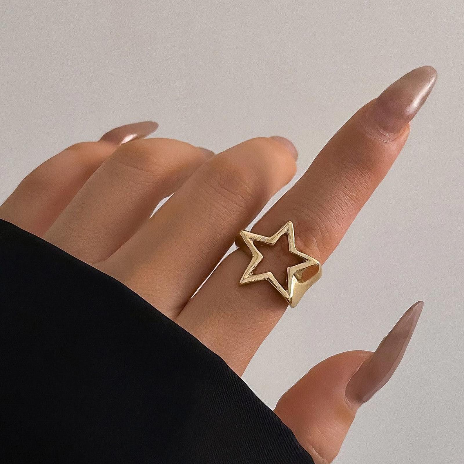 Jewelry y2k Stars Set of Rings Size ONE SIZE - 3 Thumbnail