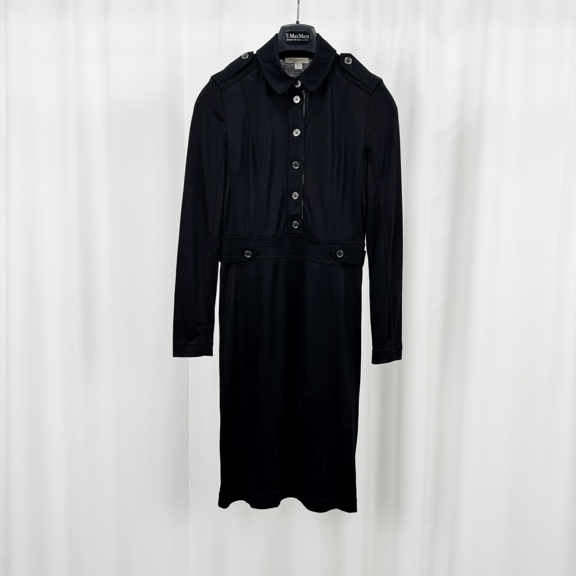 Burberry Burberry Black Epaulet Wool Dress Size M / US 6-8 / IT 42-44 - 1 Thumbnail