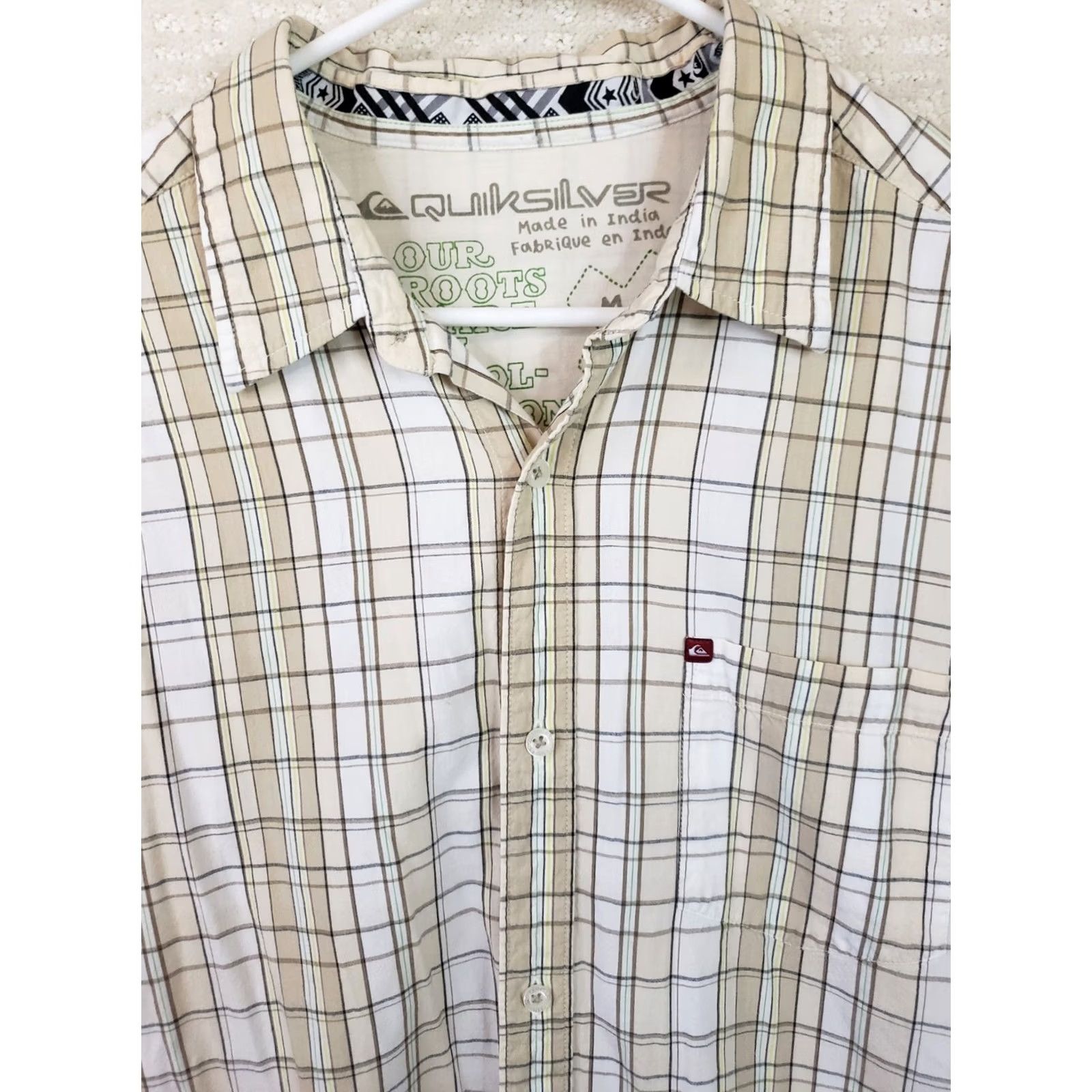 Quiksilver Quiksilver Shirt Men’s M Beige Green Plaid Button-Up Short Sleeve Casual Cotton Multicolor Button-Down Collar 90s Beach Outdoor Mens Regular Size US M / EU 48-50 / 2 - 3 Thumbnail