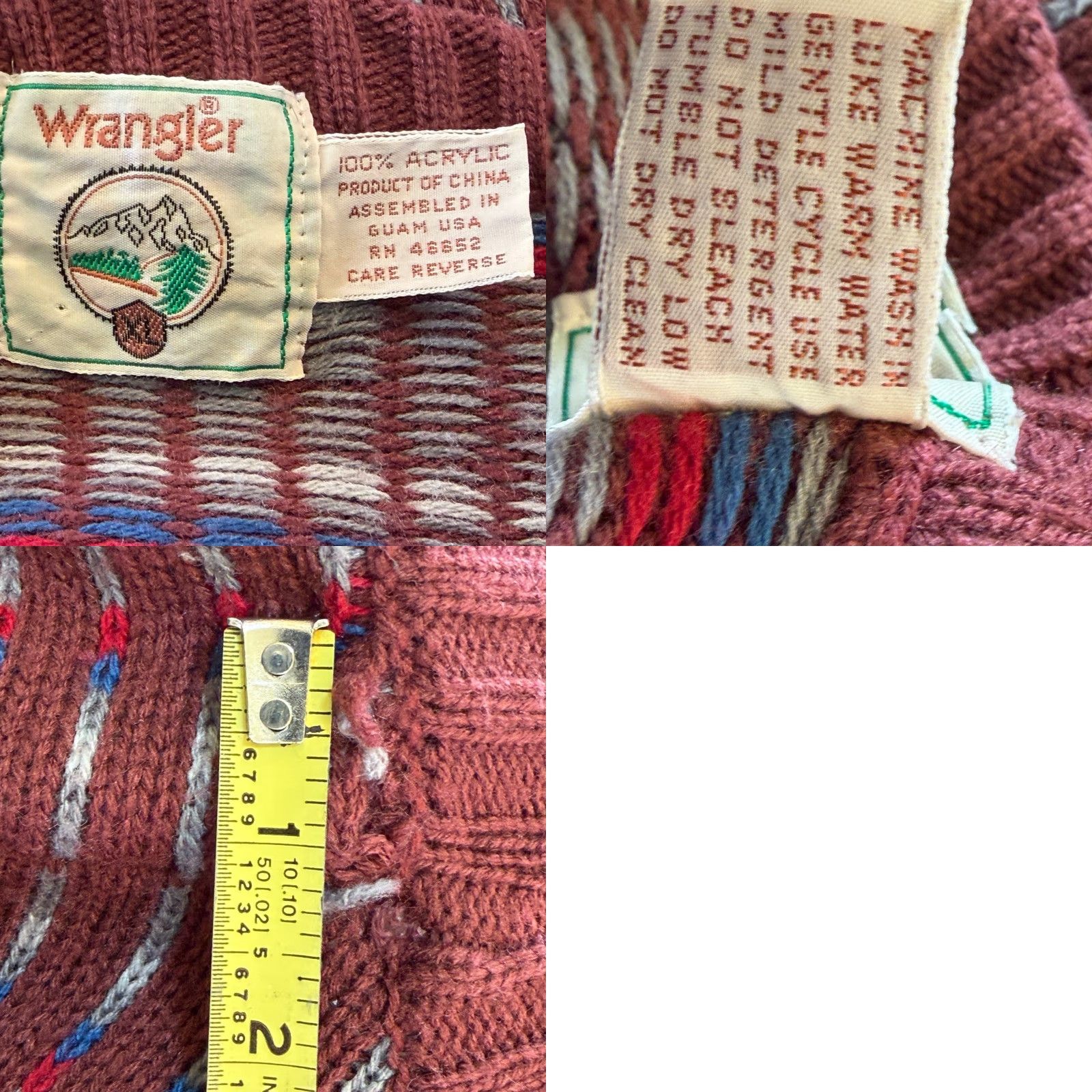 Wrangler VINTAGE Wrangler Sweater Mens Large Burgundy Geometric Pattern Western Graphic Print Crew Neck Knitted Pullover Long Sleeve Fall Winter Casual Mens Size US M / EU 48-50 / 2 - 8 Thumbnail