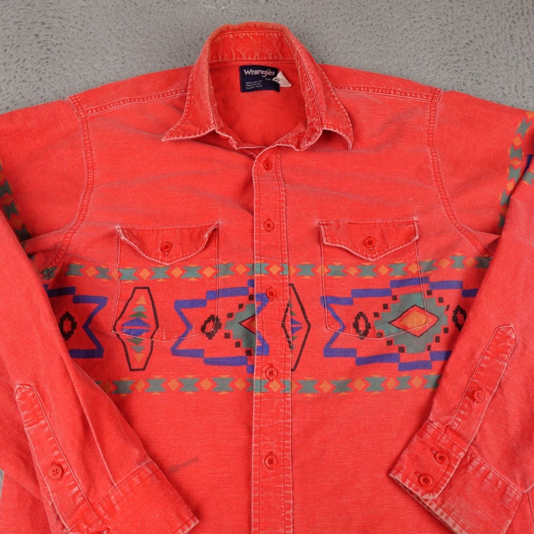 Wrangler VINTAGE Wrangler Shirt Mens XL Red Aztec Brushpopper Cowboy Western 90s Size US XL / EU 56 / 4 - 4 Thumbnail