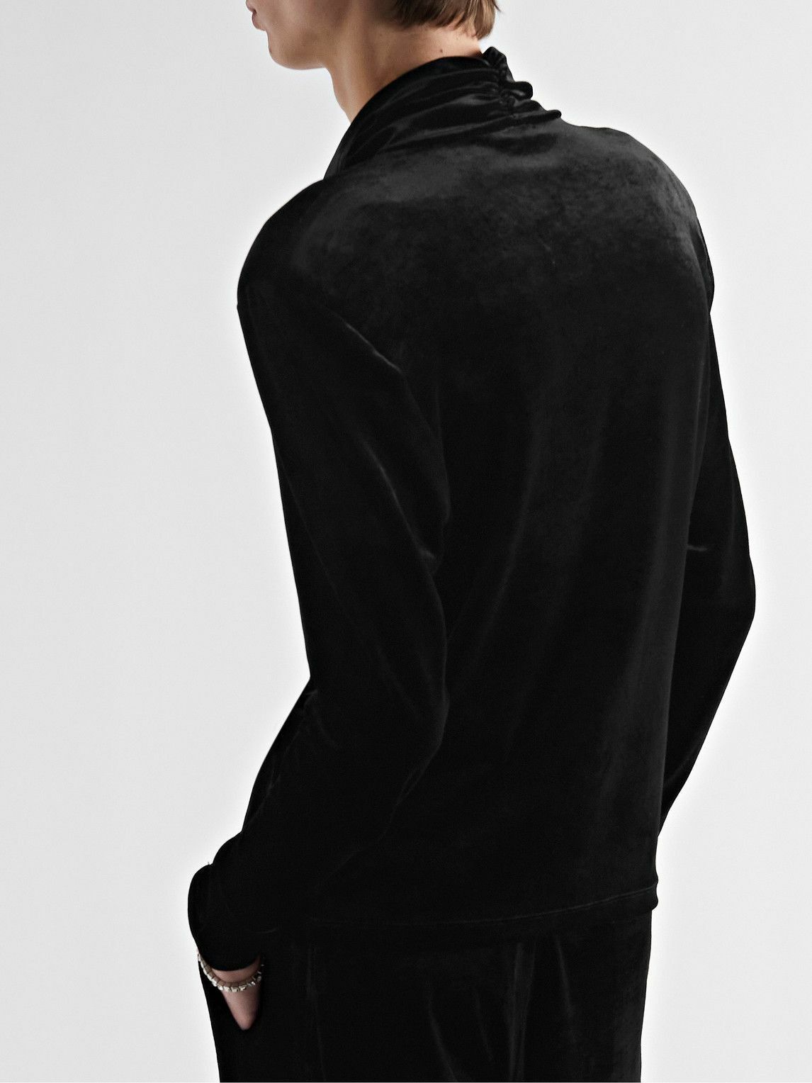 Saint Laurent Paris Black Shawl Collar Velvet Top Size US M / EU 48-50 / 2 - 3 Thumbnail