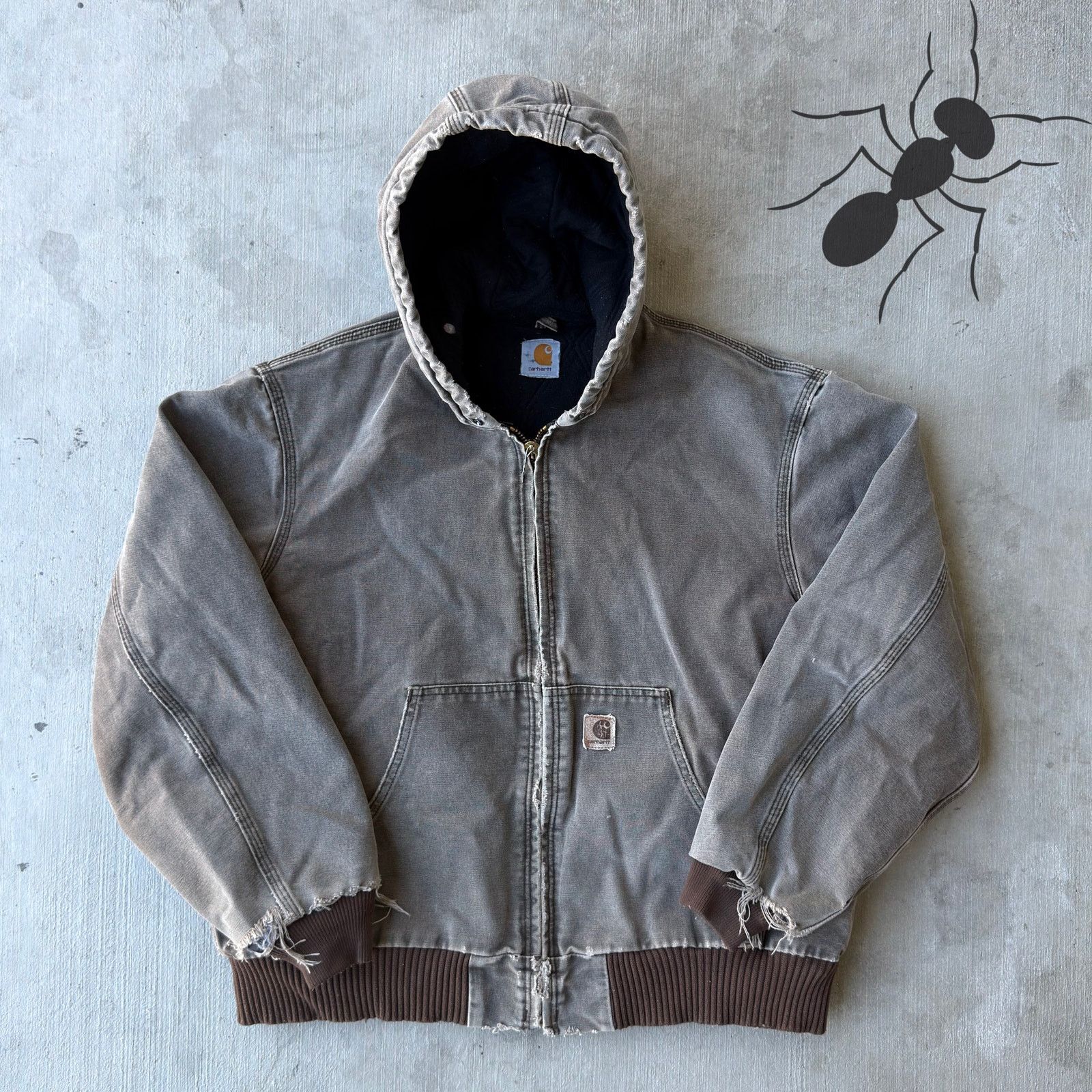 Carhartt × Vintage Carhartt faded brown hooded work wear jacket Size US L / EU 52-54 / 3 - 1 Thumbnail