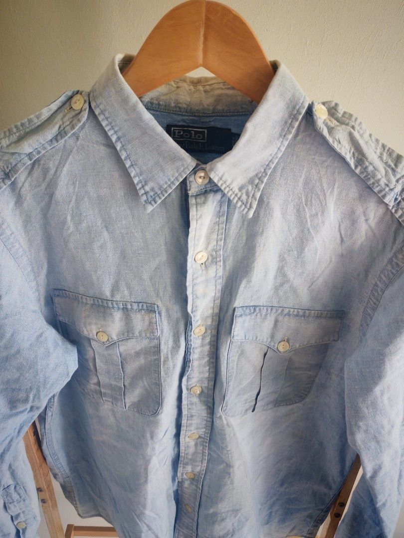 Polo Ralph Lauren Polo Ralph Lauren Chambray Military Work Shirt Size US M / EU 48-50 / 2 - 2 Thumbnail