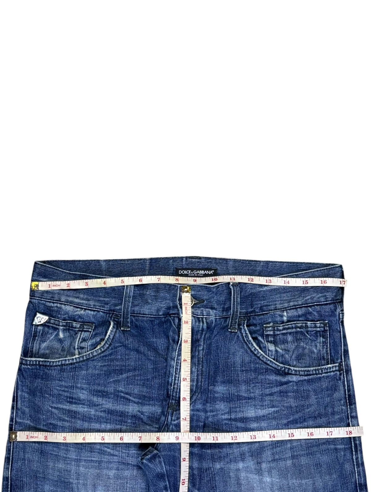 Dolce & Gabbana Vintage Italy Dolce Gabbana Blue Wash Distressed Jean Shorts Size US 34 / EU 50 - 14 Thumbnail