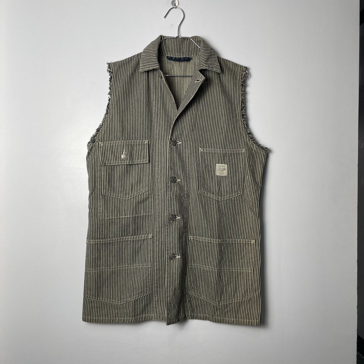 Ralph Lauren Vintage RL Polo Hickory Work Chore Jacket Cut Out Sleeves Size US M / EU 48-50 / 2 - 1 Thumbnail