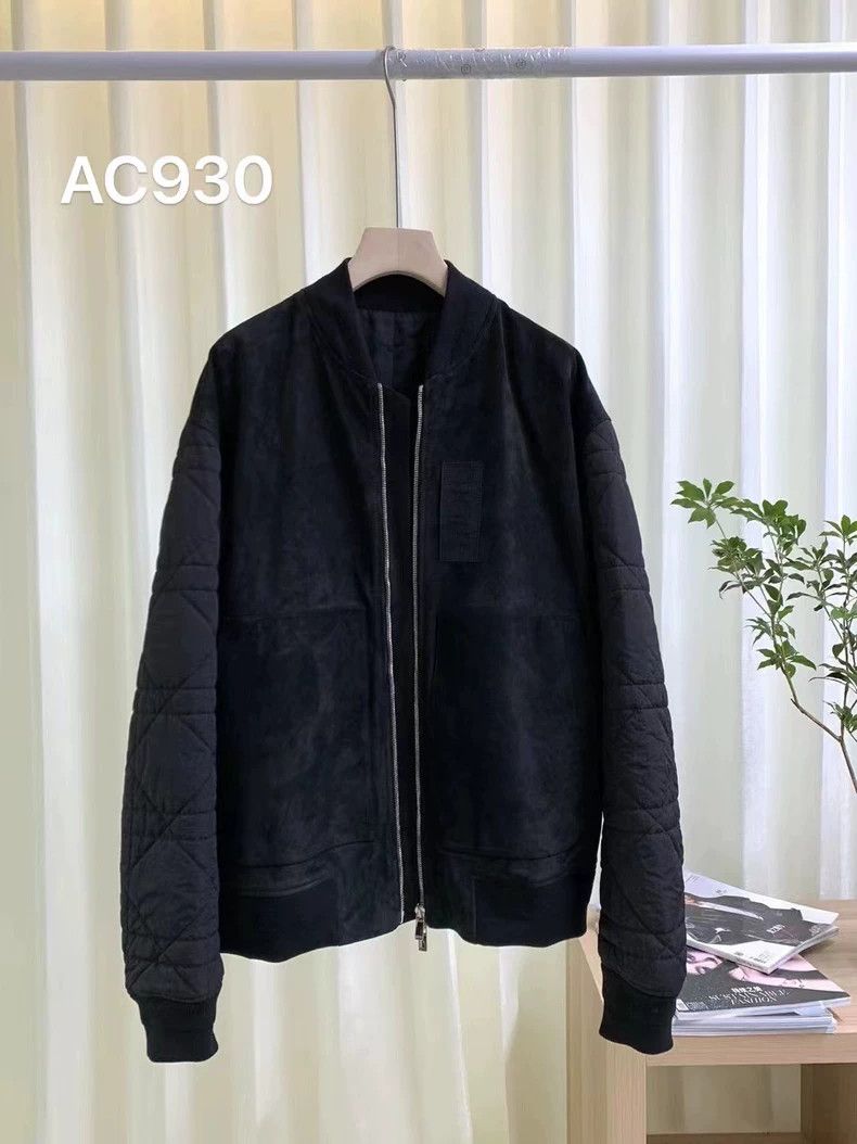 Dior New Stitching Letter Logo Baseball Collar Suede Jacket