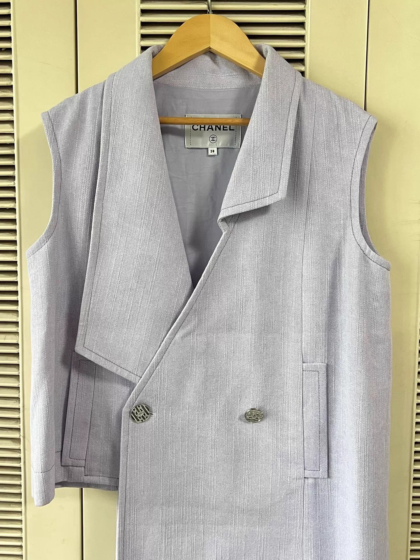 Chanel Chanel Women's Sleeveless Vest Light Purple Thin Striped 38 Size S / US 4 / IT 40 - 3 Thumbnail