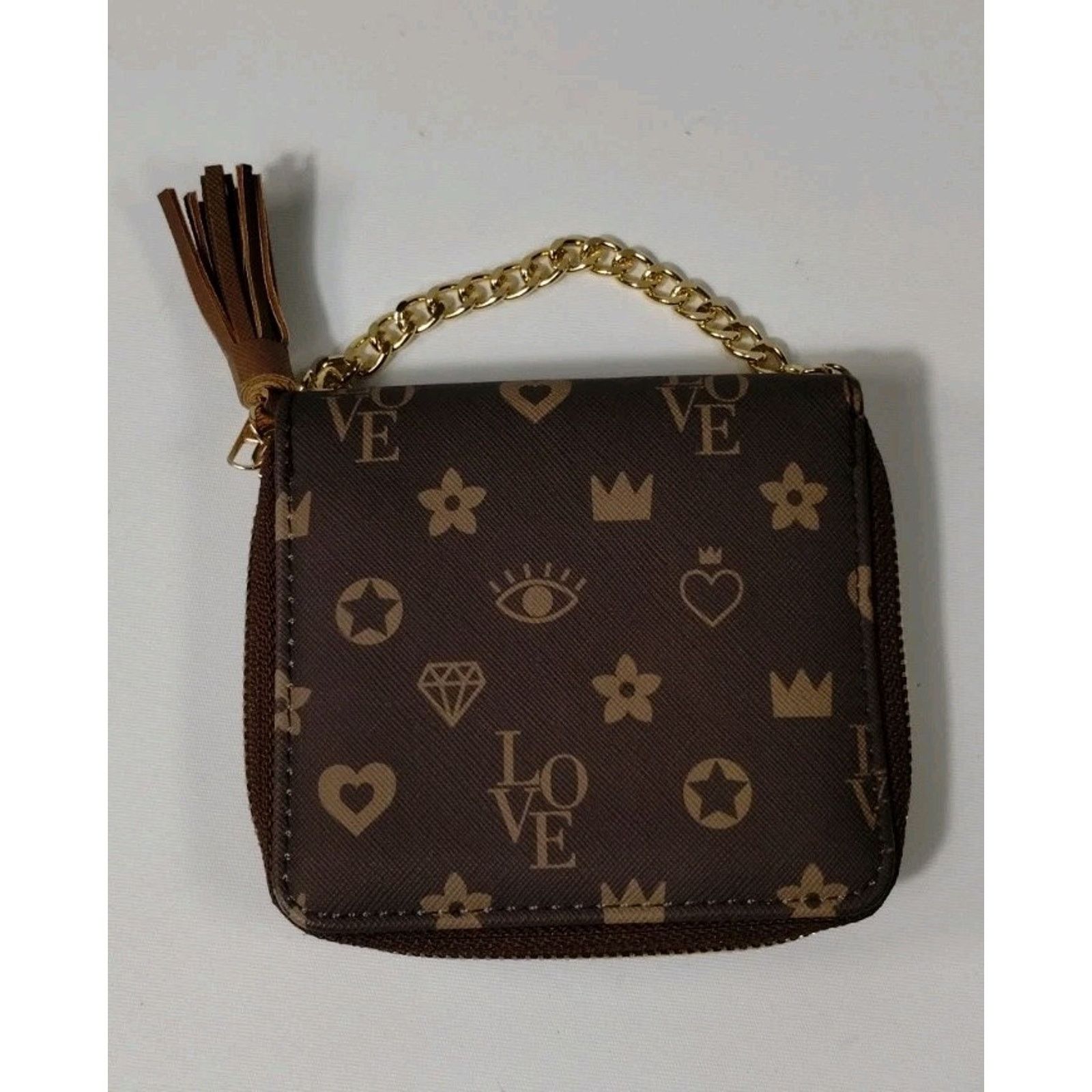 Vintage Claire's Small Women Wallet Brown Love Designer Design 5"x4" Size ONE SIZE - 1 Thumbnail