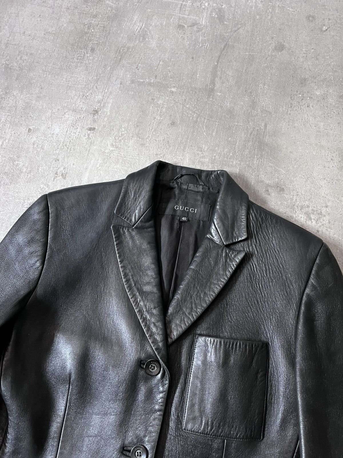 Gucci Gucci F/W 1998 by Tom Ford Leather blazer jacket black Size L / US 10 / IT 46 - 4 Thumbnail
