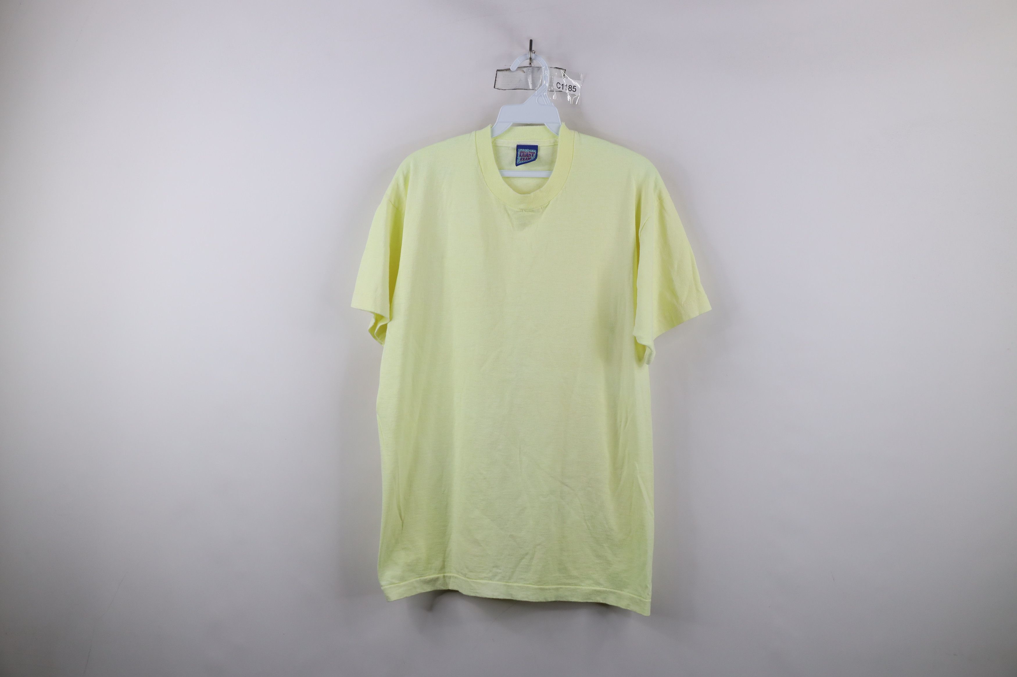 Vintage Vintage 90s Streetwear Blank Cotton T-Shirt Neon Yellow USA Size US L / EU 52-54 / 3 - 1 Thumbnail