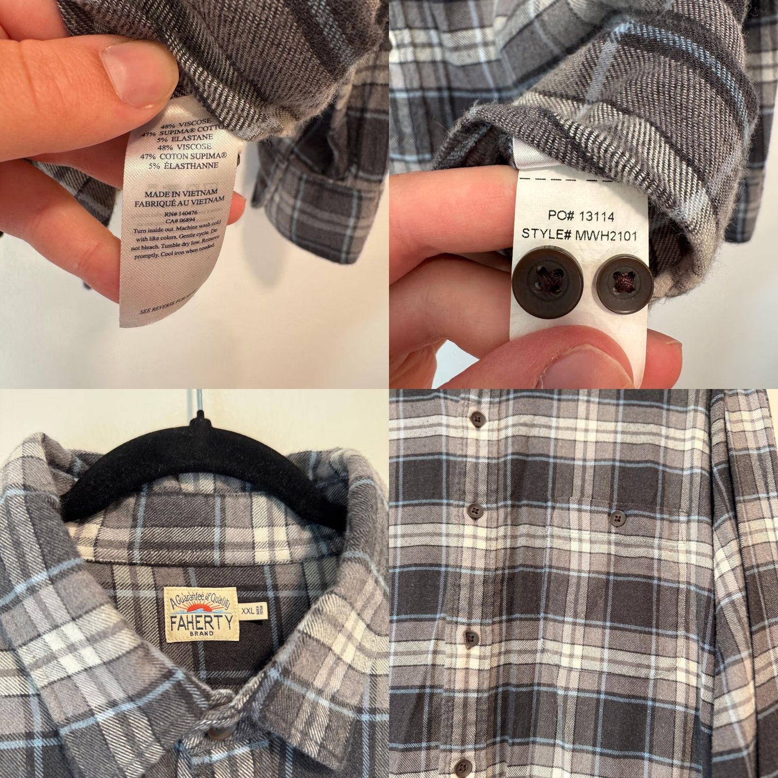 Faherty Faherty Flannel Shirt Button Down Plaid Outdoor Polar Night XXL Size US XXL / EU 58 / 5 - 8 Thumbnail