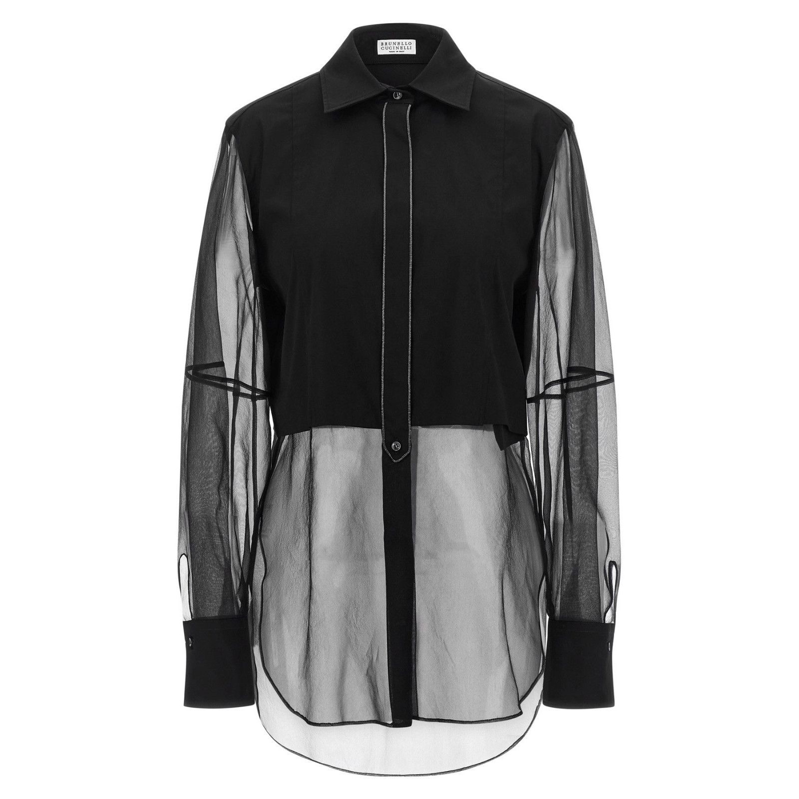 BRUNELLO CUCINELLI Black Shiny Trims Shirt New & Authentic (