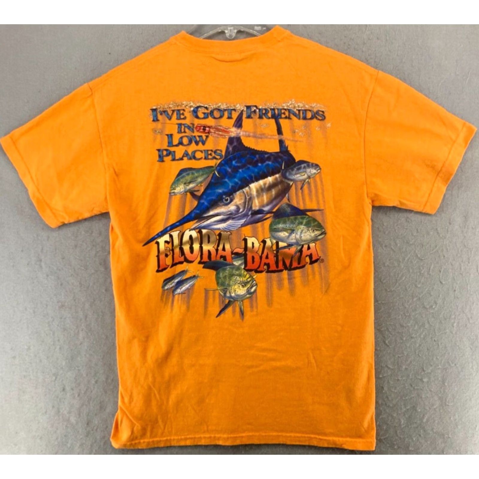 Gildan Flora-bama Mens TShirt M Orange Fishing Ive Got Friends In Low Places Shirt Mens Orange 90s Theme Fish Gildan Crew Neck Short Sleeve Jersey Cotton Size US M / EU 48-50 / 2 - 7 Thumbnail
