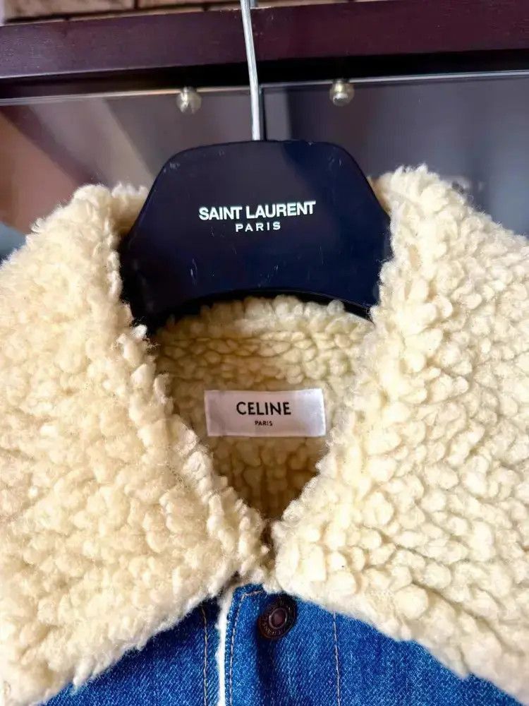 Celine Celine 22AW Runway Crystal Attached Inside Fur Denim Jacket Size US XS / EU 42 / 0 - 3 Thumbnail