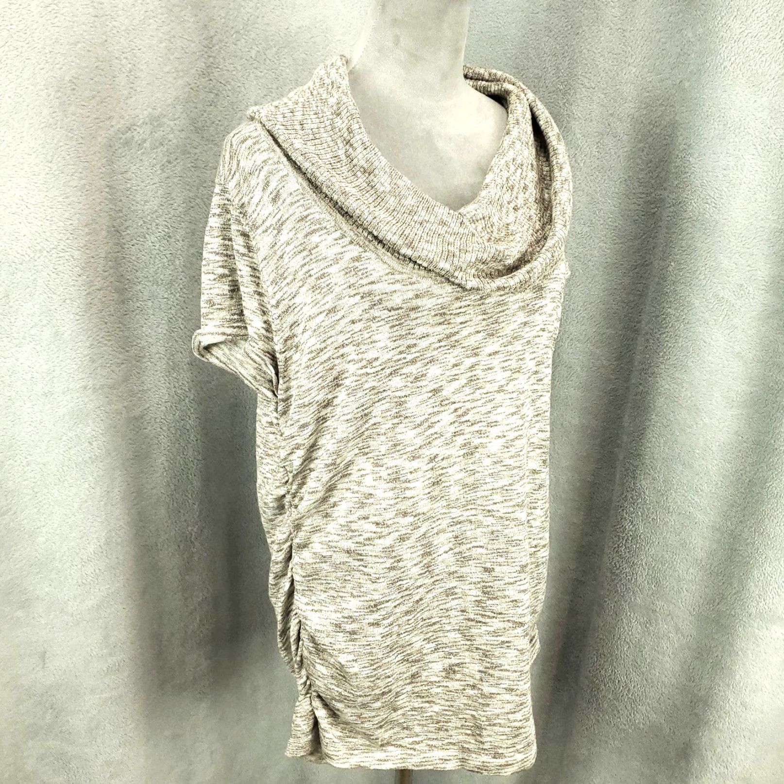Apt. 9 New Womens Sweater XL Shimmer Sparkle Rouched Sides cowl Neck Heathered NWT Size XL / US 12-14 / IT 48-50 - 2 Thumbnail
