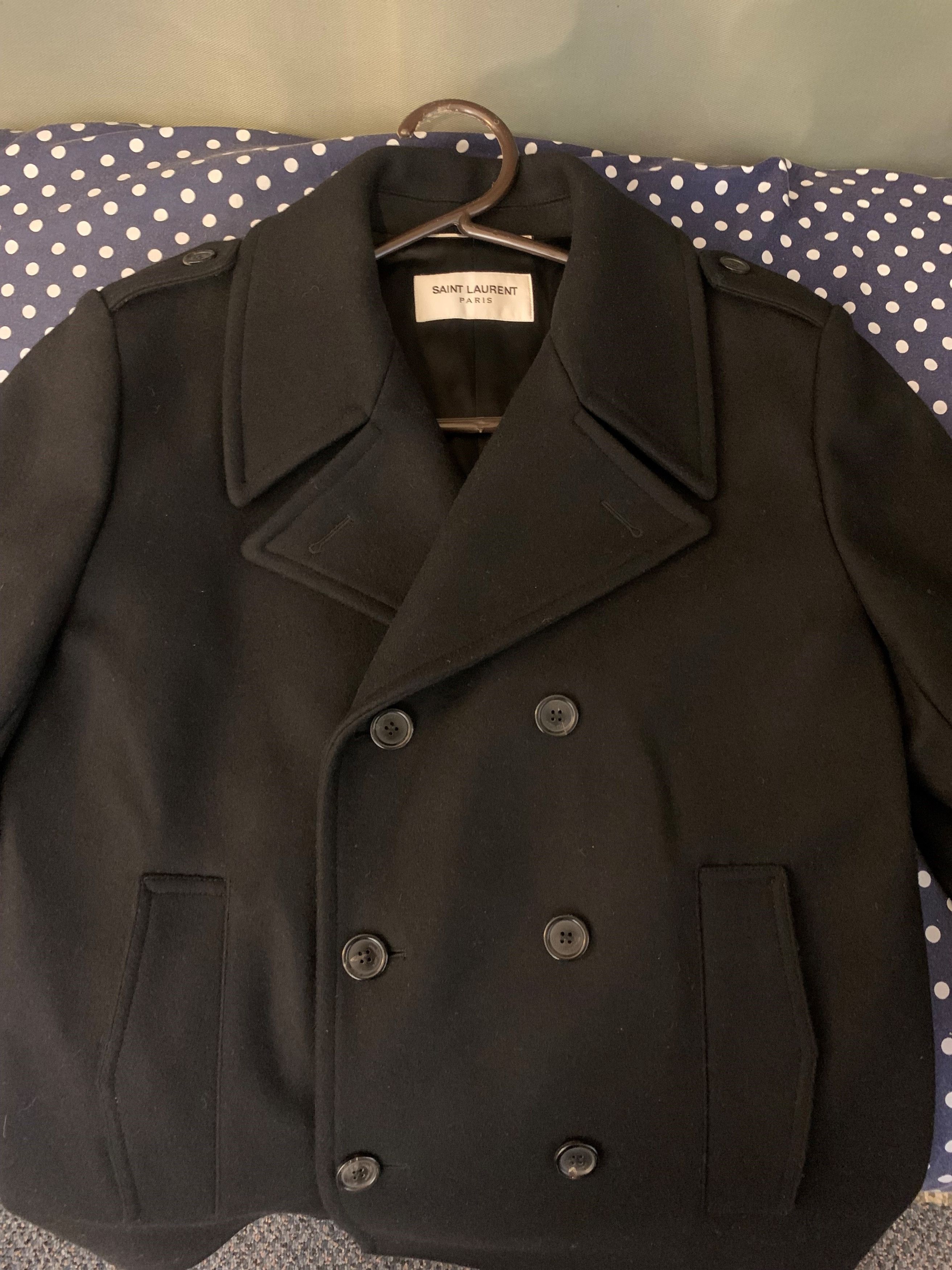 Saint Laurent Paris Double-Breasted Six-Button Wool Peacoat Size US M / EU 48-50 / 2 - 2 Thumbnail