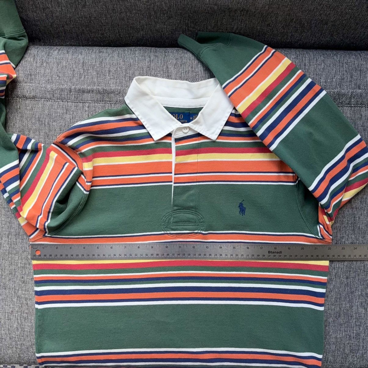 Polo Ralph Lauren Green Multi Stripe The Iconic Rugby Shirt Classic Fit Size US M / EU 48-50 / 2 - 9 Thumbnail