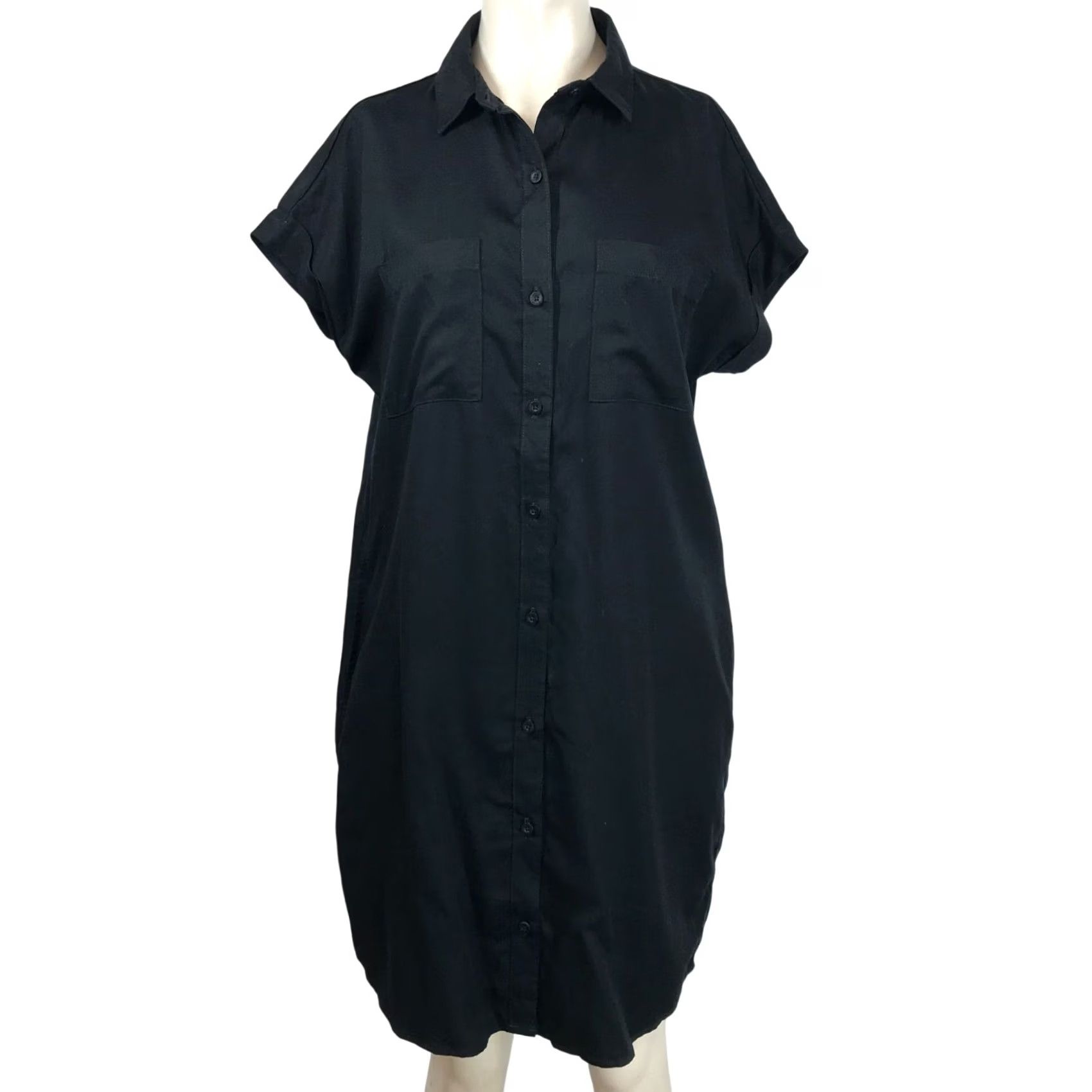 Orvis Orvis Women's S Shirt Dress Black Short Sleeve Collared Lyocell Button Size S / US 4 / IT 40 - 2 Thumbnail