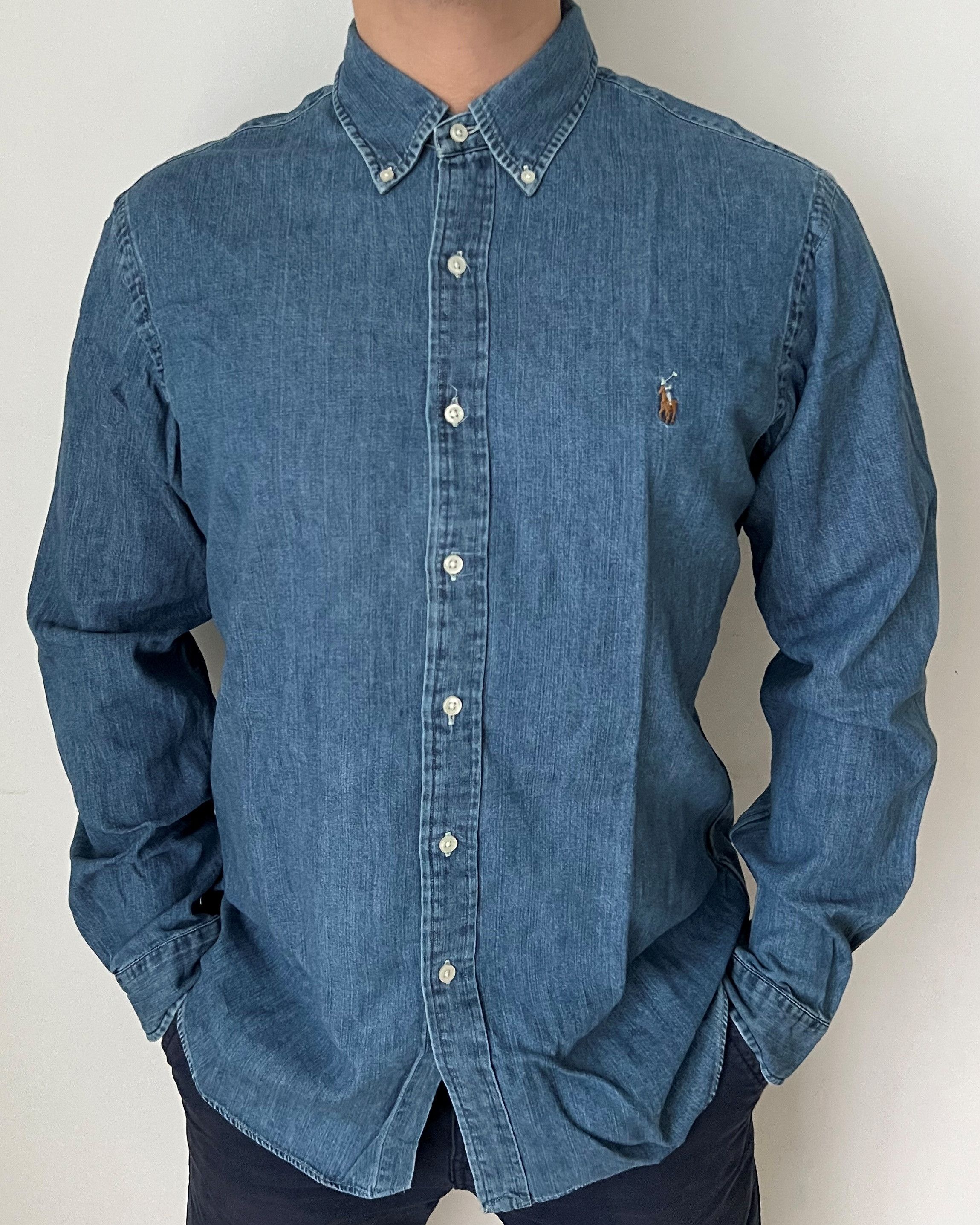 Polo Ralph Lauren RALPH LAUREN PONY DENIM SHIRT SLIM FIT XL Size US XL / EU 56 / 4 - 1 Thumbnail