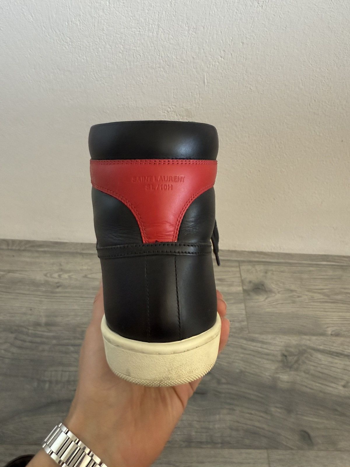 Saint Laurent Paris Saint Laurent Court Classic SL/10H Red & Black High-Tops Size US 6 / EU 39 - 10 Thumbnail