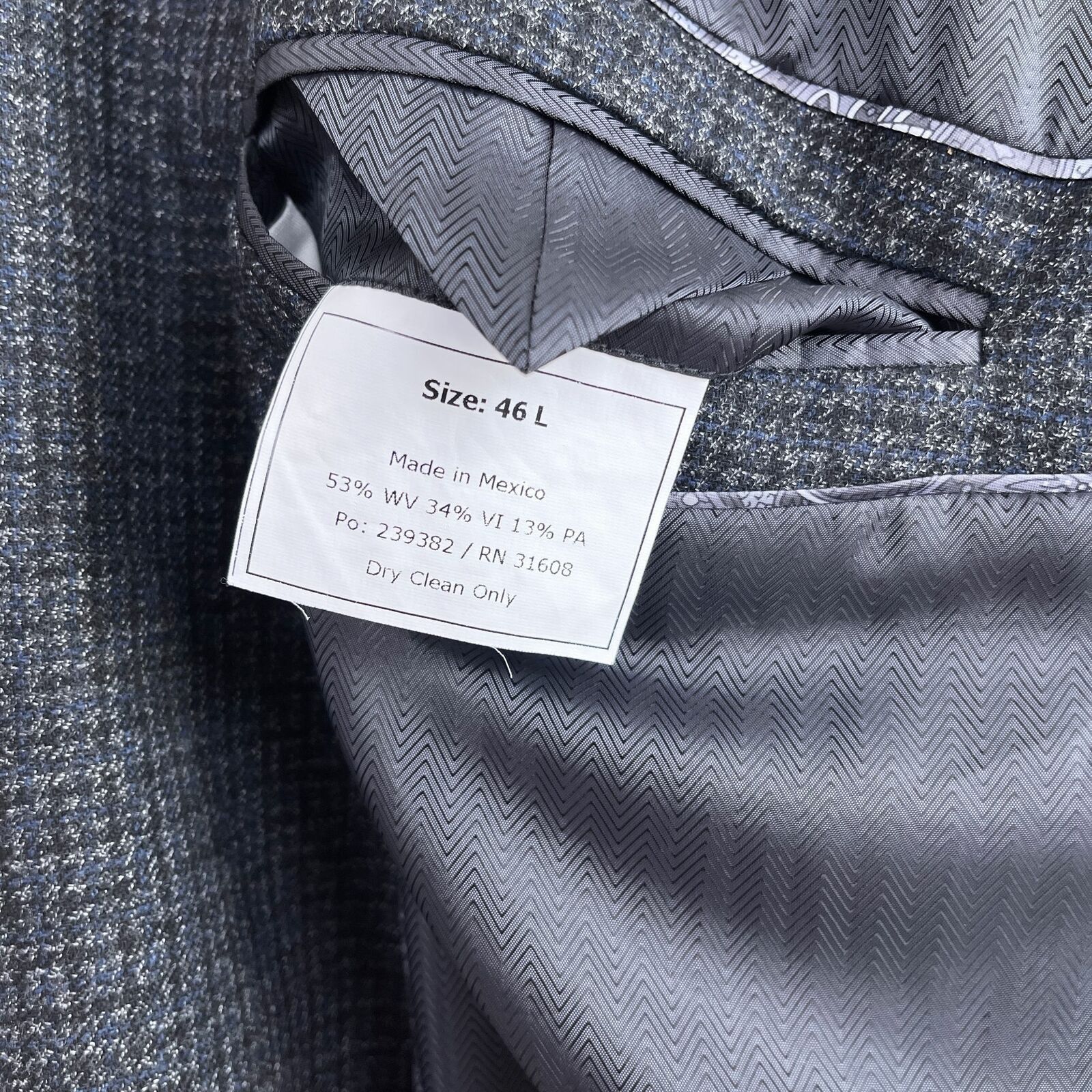 Jos. A. Bank Jos A Bank Reserve Tollegno 1900 Sport Coat Gray Tweed 46L Size 46L - 10 Thumbnail