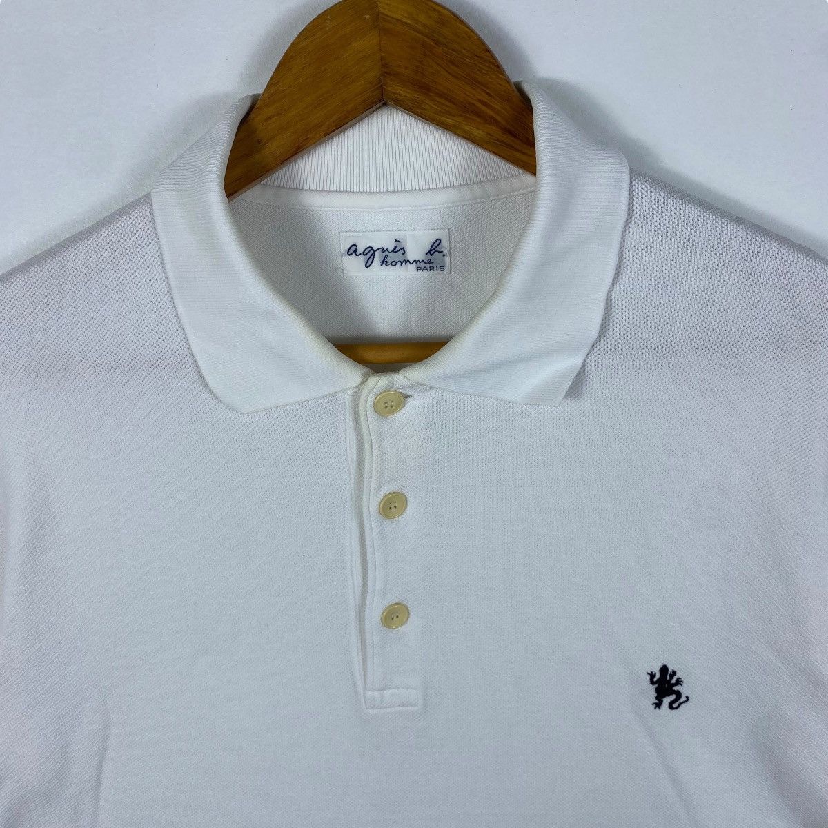 agnes b. Vintage AGNES B. Homme Paris Small Logo White Polo Shirt Size US S / EU 44-46 / 1 - 2 Thumbnail