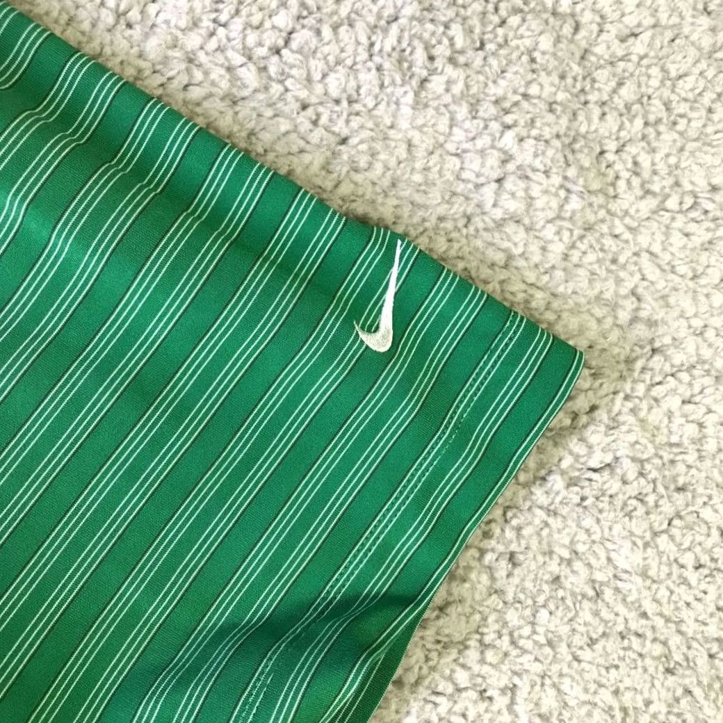Nike Nike Golf Polo Shirt Adult Large Green Striped Stretch Mens Short Sleeve Size US L / EU 52-54 / 3 - 4 Thumbnail