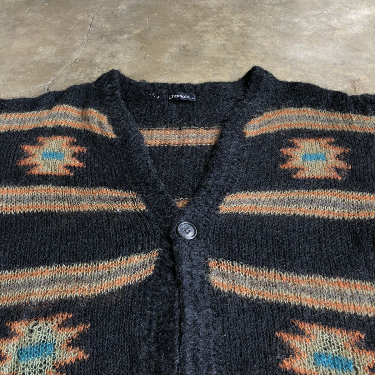Japanese Brand 2000s Chamois Navajo Motif Mohair Wool Knit Vest Black Size US L / EU 52-54 / 3 - 3 Thumbnail
