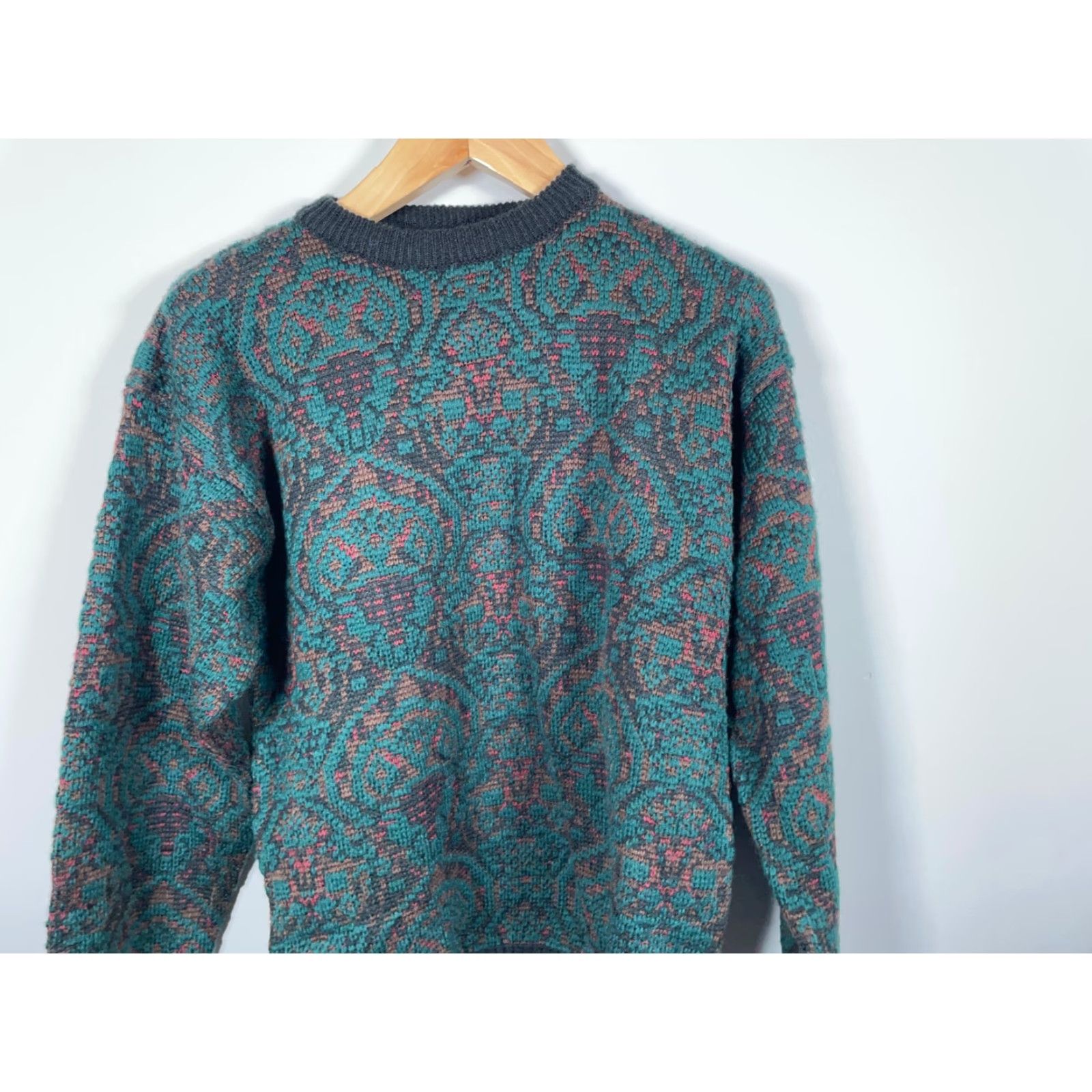 Vintage VINTAGE Richman Brothers Sweater Mens Medium Green Wool Blend Paisley Pattern Size US M / EU 48-50 / 2 - 4 Thumbnail