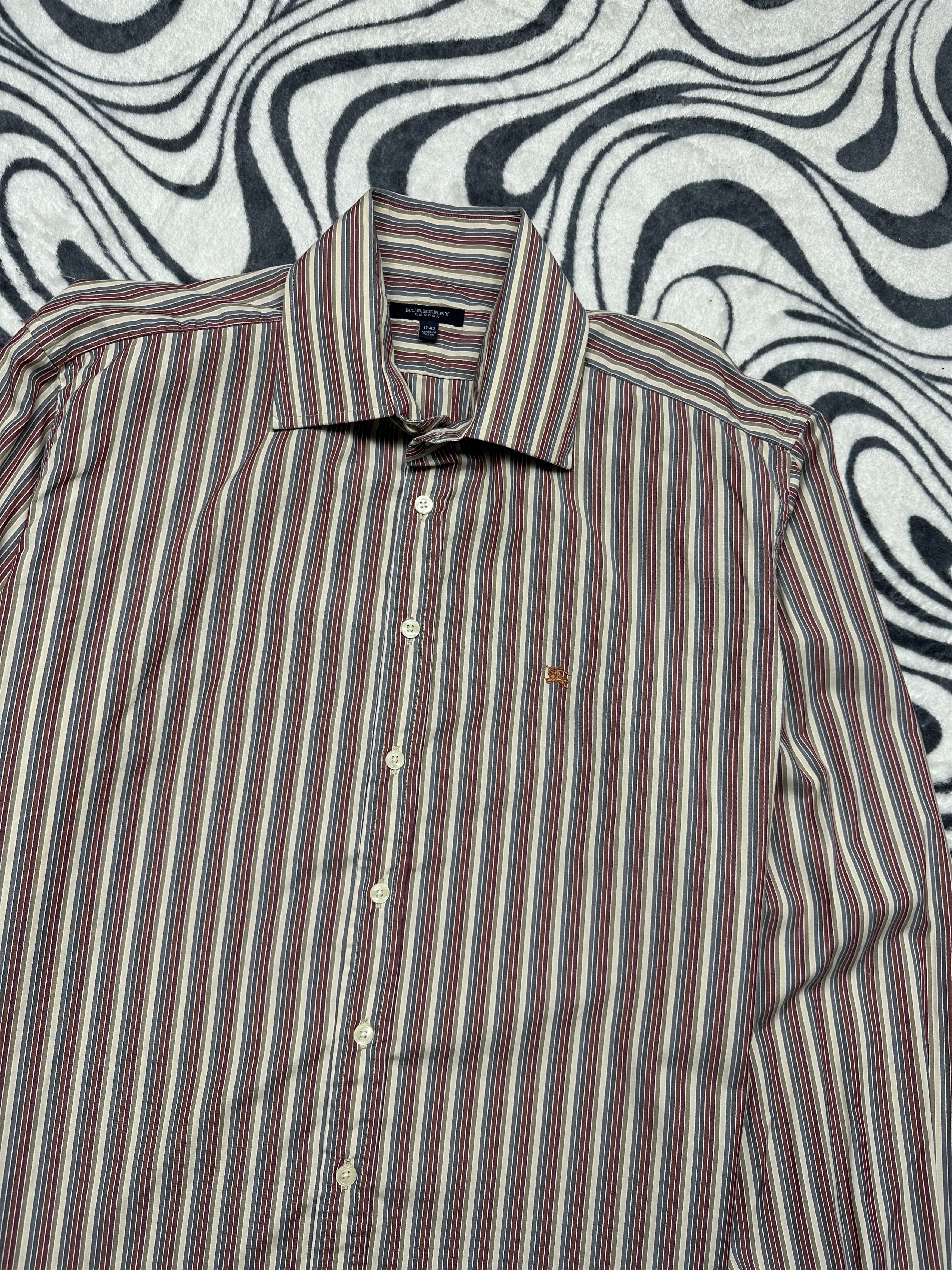Burberry Burberry London Vintage Mens Long Sleeve Striped Shirt Size US XL / EU 56 / 4 - 2 Thumbnail
