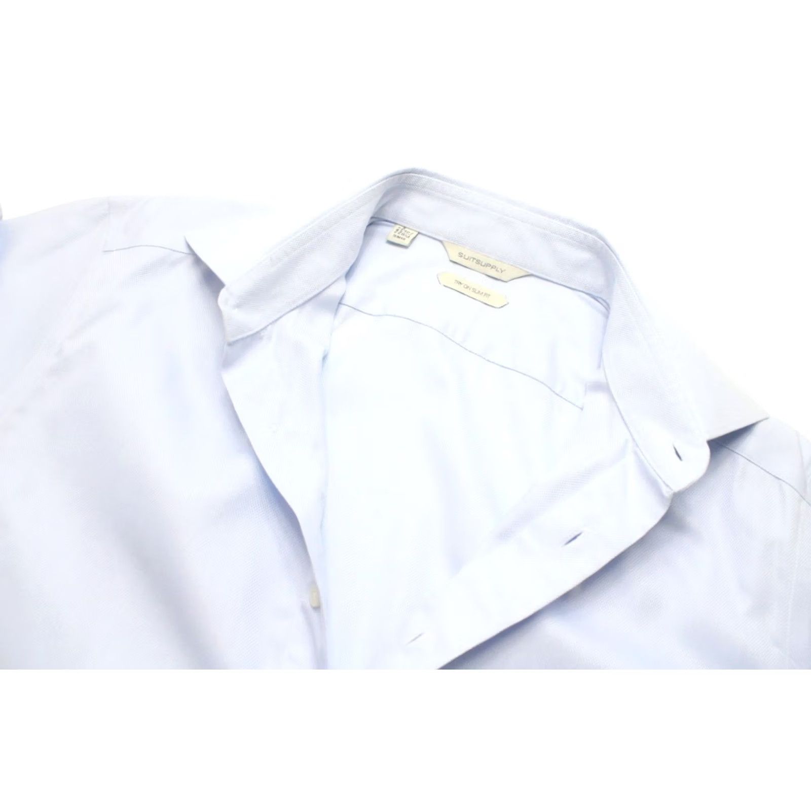 Suitsupply Suitsupply Slim Fit Formal Shirt Men's 40-7 / 15 3/4L Blue Shirt Dress Shirt Button-Up Long Sleeve Collared Slim Cotton Size 40R - 4 Thumbnail