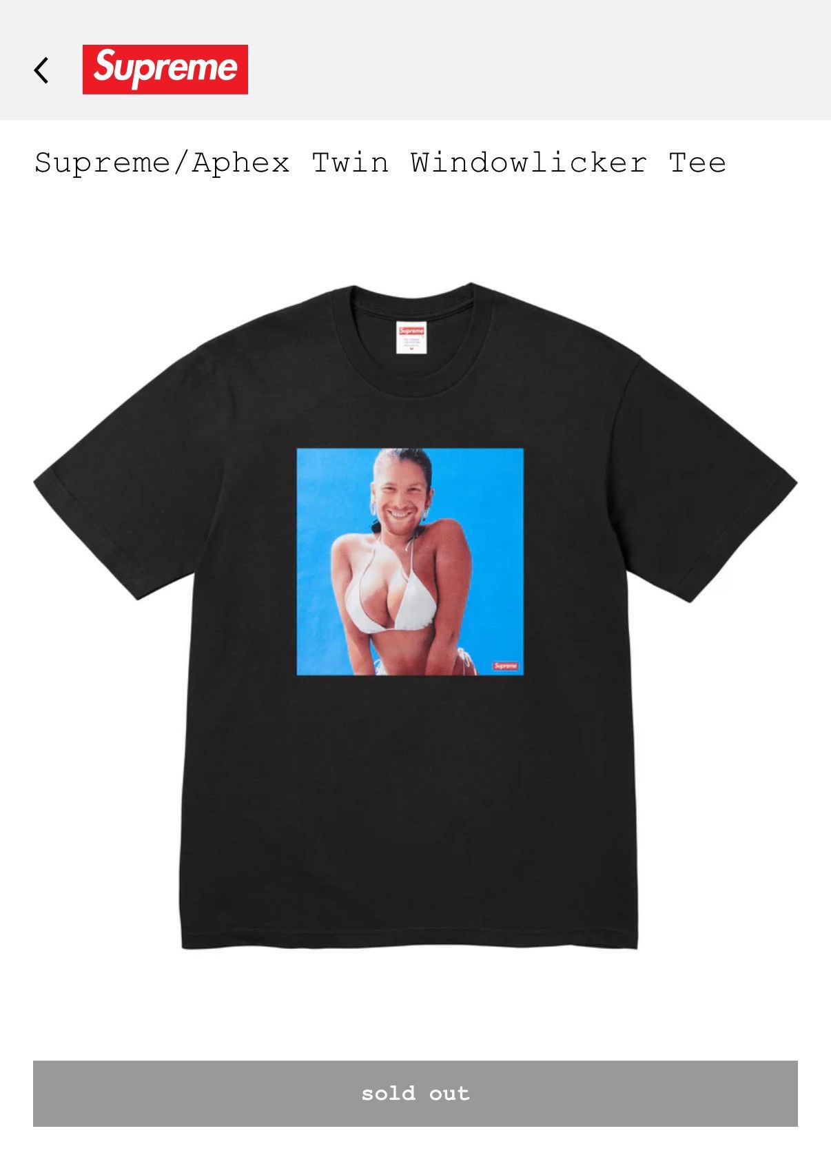 Supreme Supreme/Aphex Twin Windowlicker Tee SOLD OUT Size:MEDIUM Size US L / EU 52-54 / 3 - 1 Thumbnail