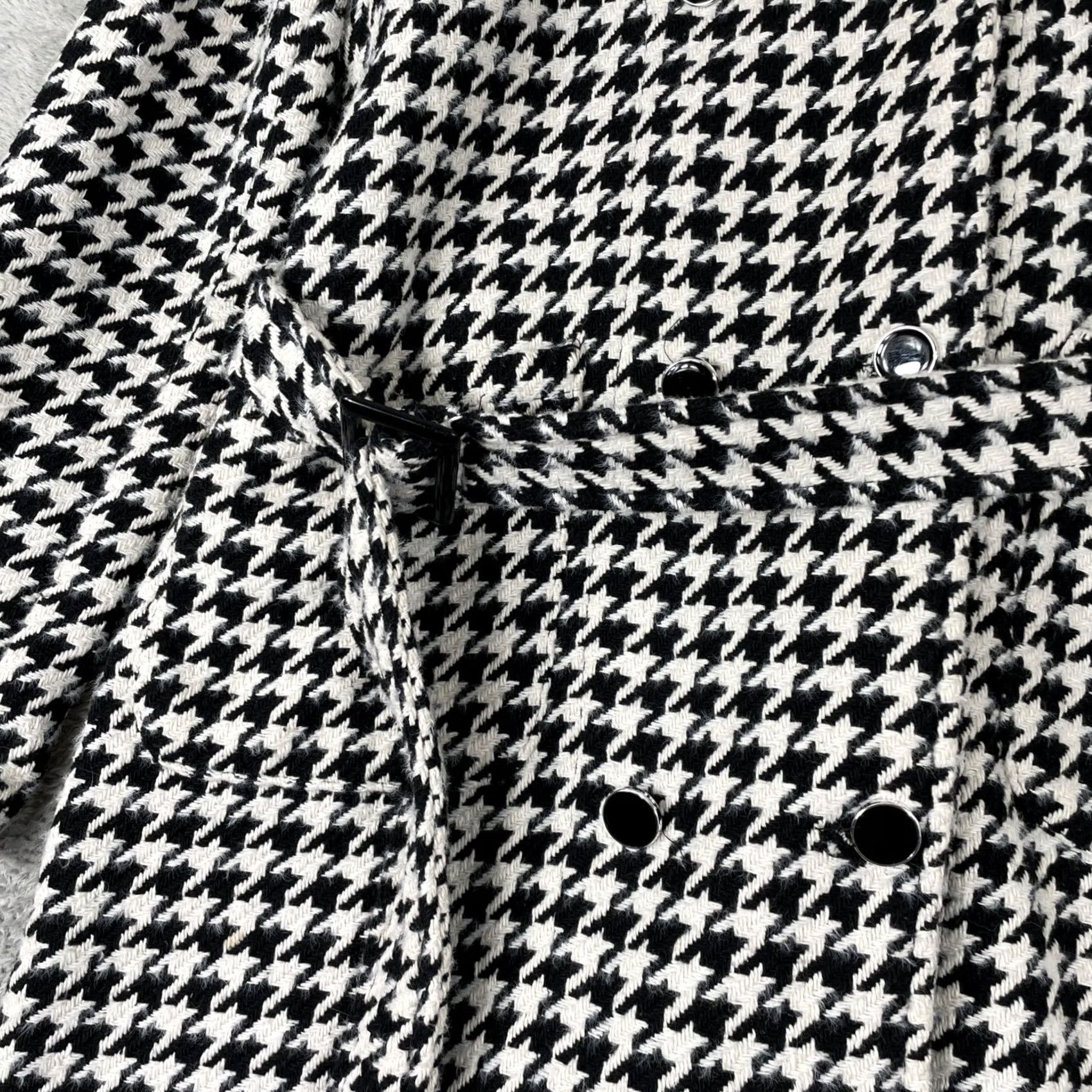 Doublet Alice Blue Houndstooth Trench Coat Women Medium Black White Double Breasted Belt Size M / US 6-8 / IT 42-44 - 2 Thumbnail
