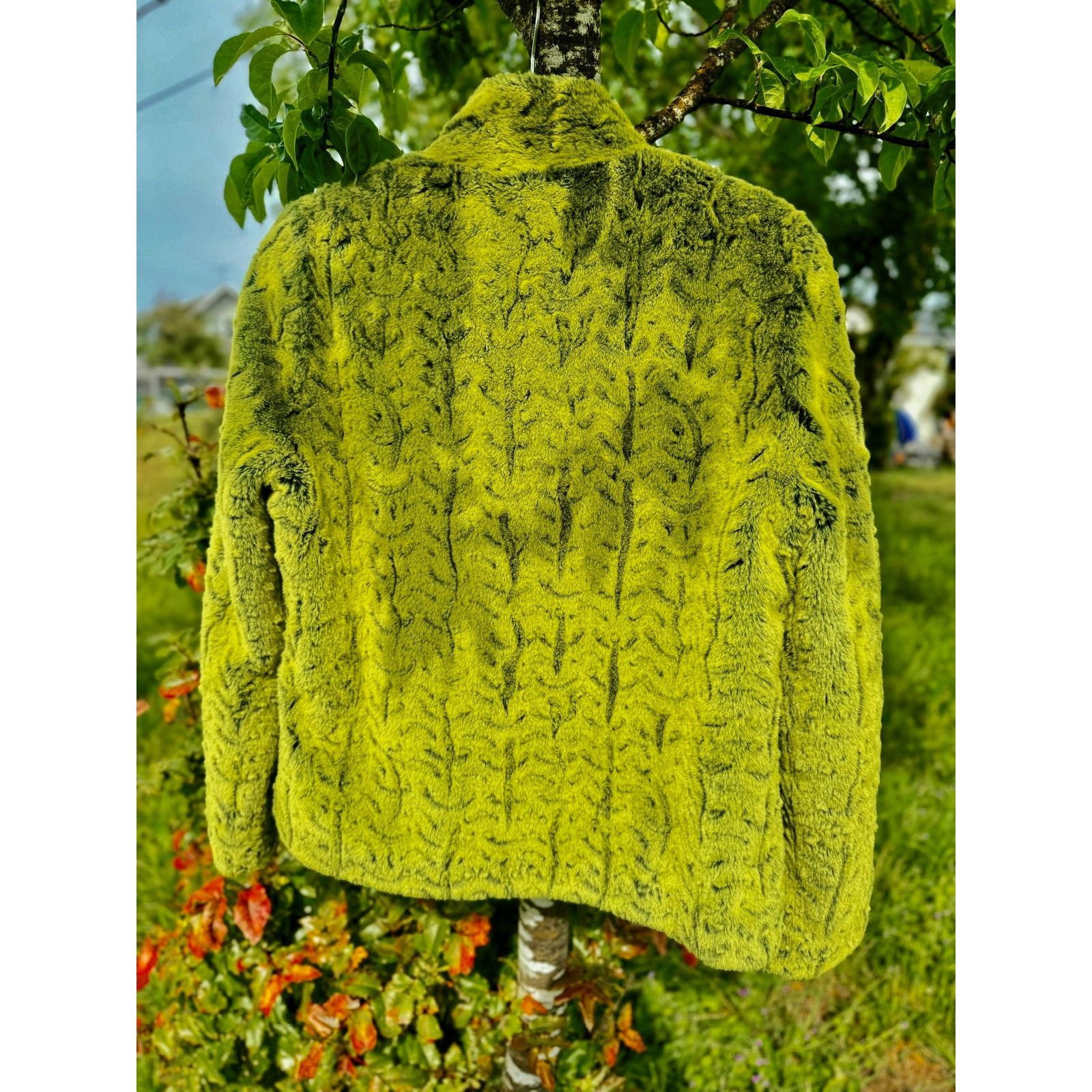 Vintage Vtg Y2K Green Faux Fur Coat Size S / US 4 / IT 40 - 6 Thumbnail