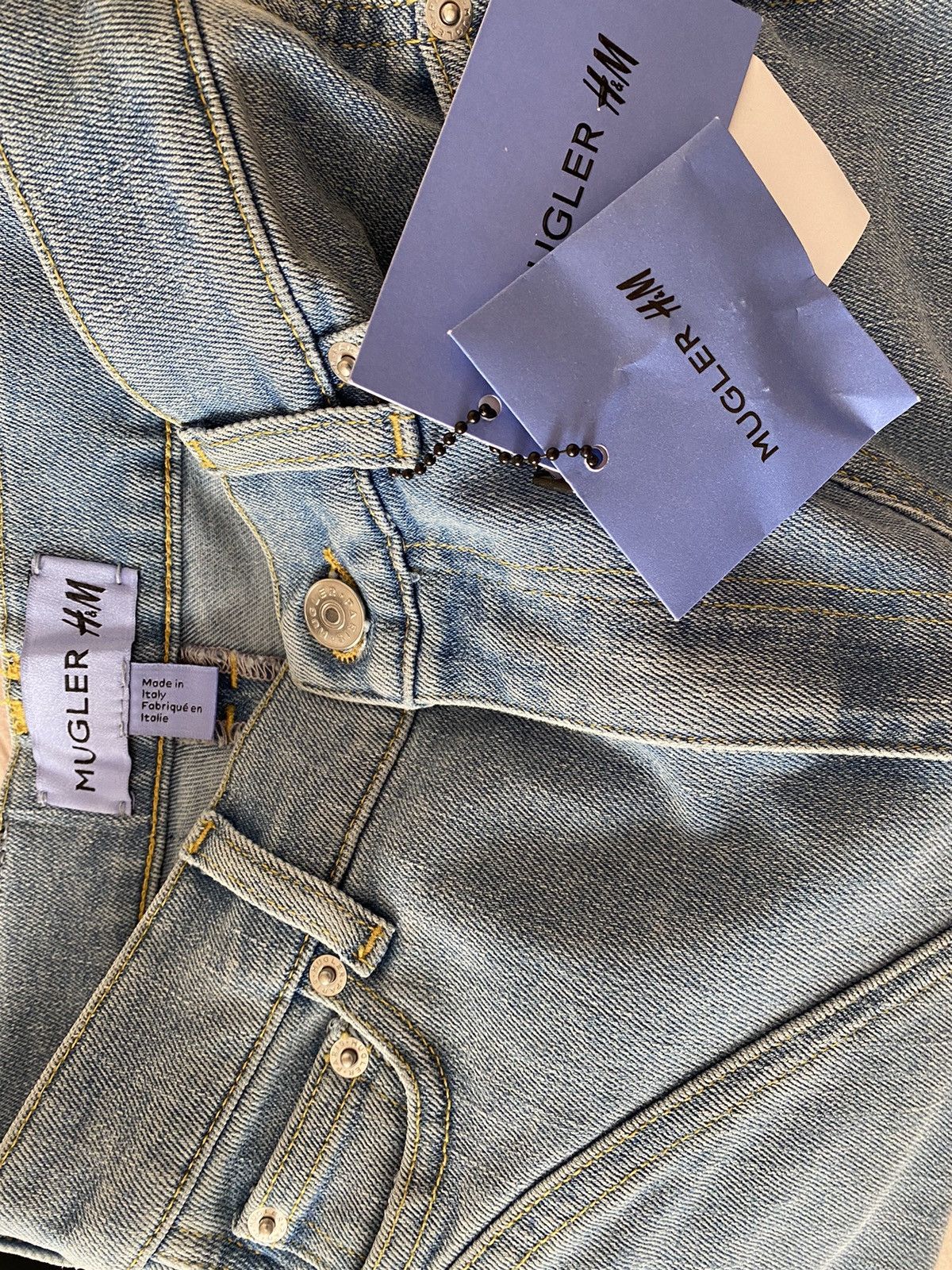 H&M Spiral Panel Jeans Light Denim Blue/Black Size 26" / US 2 / IT 38 - 5 Thumbnail