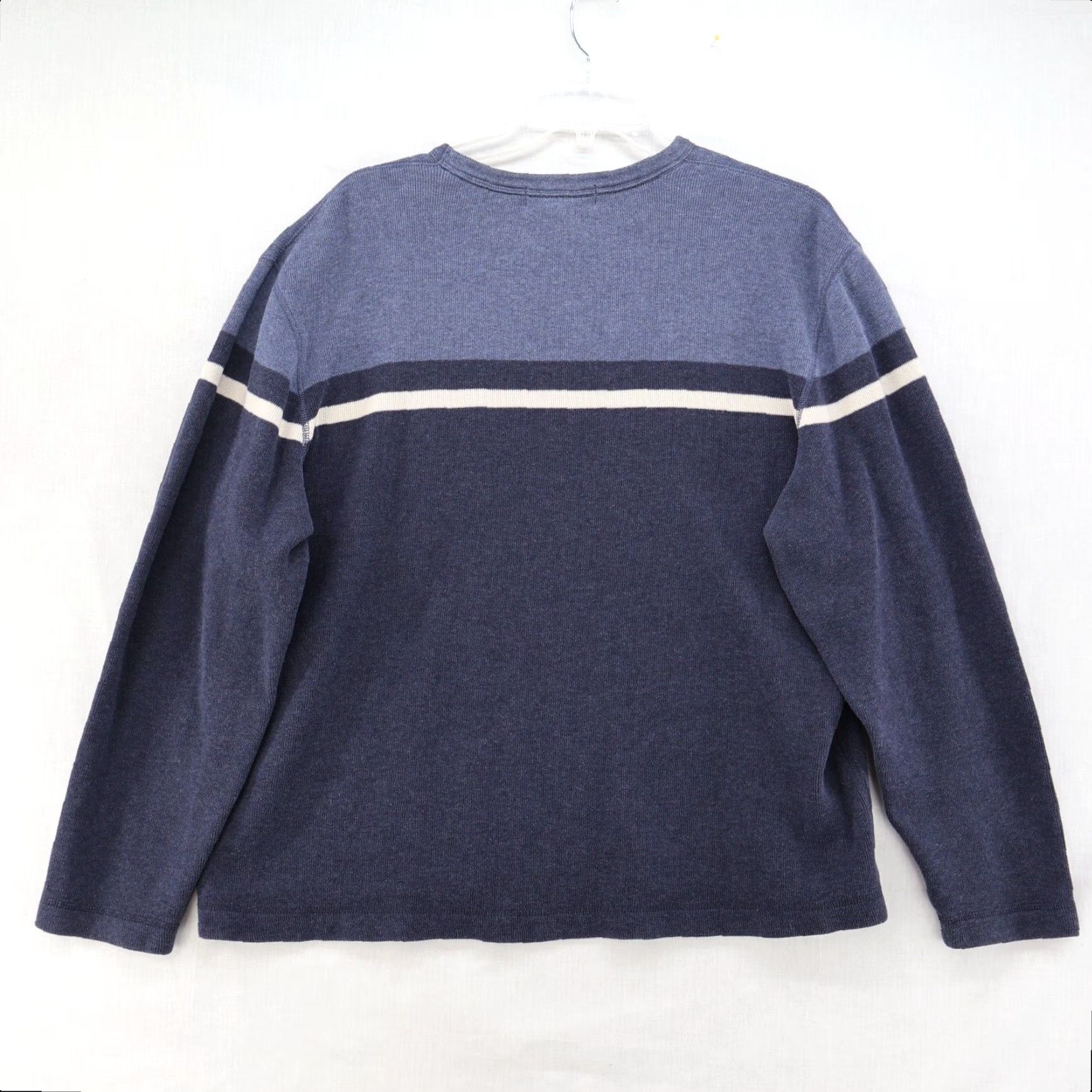 Banana Republic VINTAGE Banana Republic Sweater Men XL Blue Striped Knit Pullover Crew Neck Regular Fit 90s Preppy Y2K Mens Size US XL / EU 56 / 4 - 2 Thumbnail