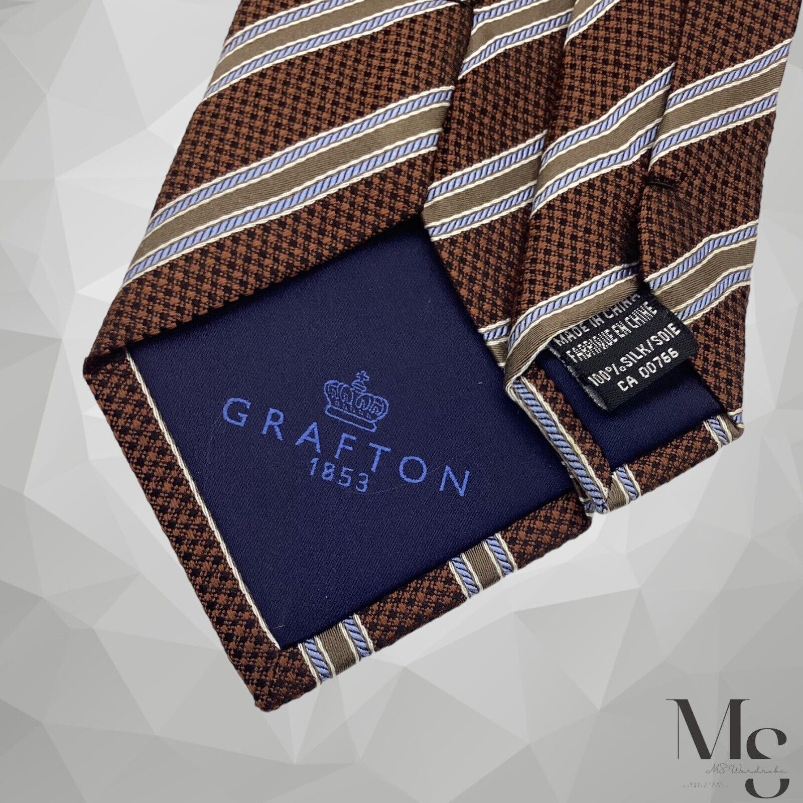 Craftsman CRAFTON 1853 Brown Striped Silk Tie W:3" EX COND Size ONE SIZE - 5 Thumbnail