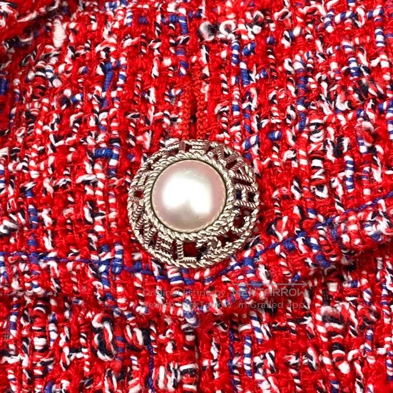 Chanel Chanel Red pearl button cotton lapel long-sleeved tweed kn Size XS / US 0-2 / IT 36-38 - 5 Thumbnail