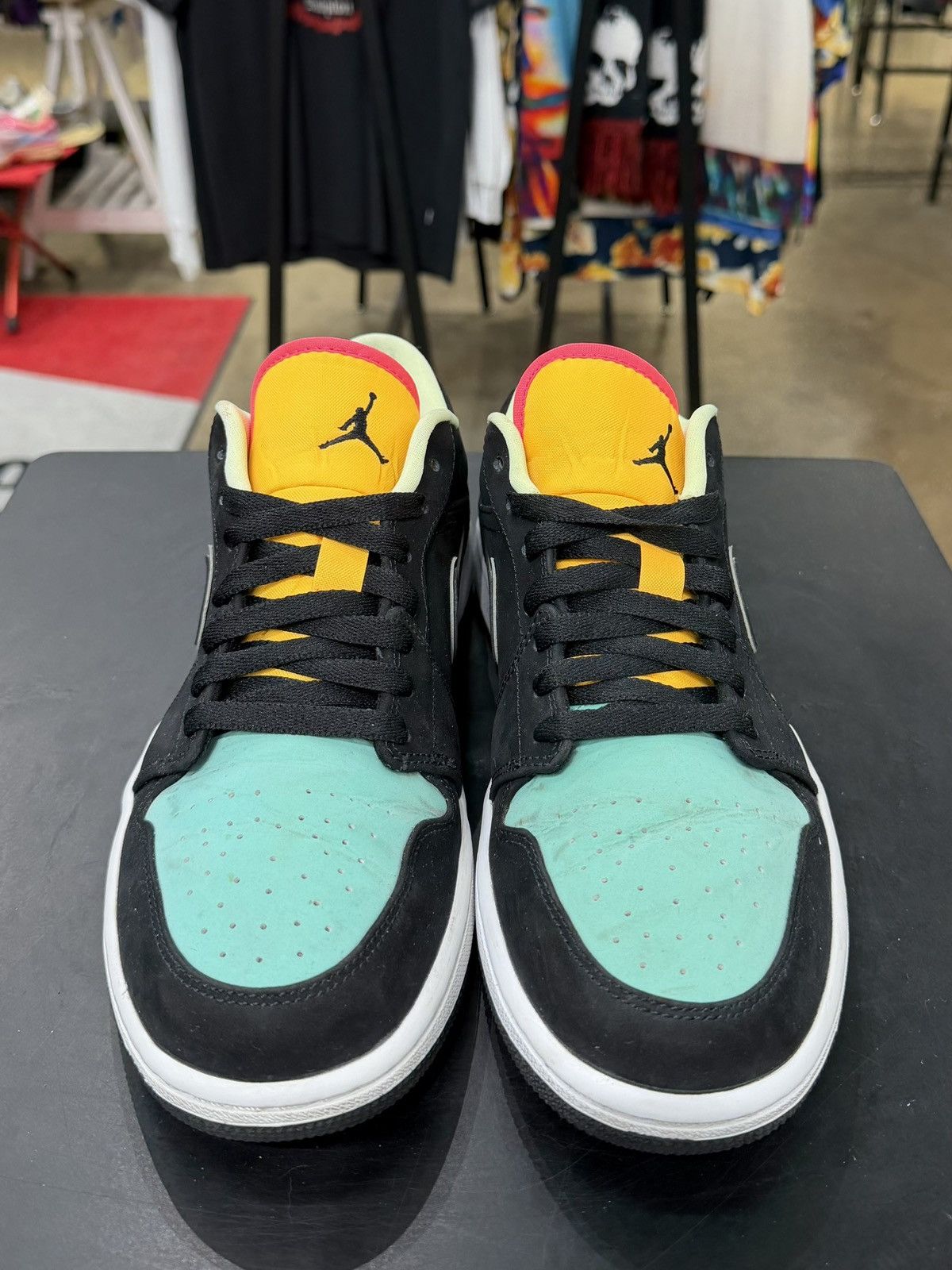 Jordan Brand Jordan 1 Low Black Aurora Green Laser Orange Size 9 (2020) Size US 9 / EU 42 - 2 Thumbnail