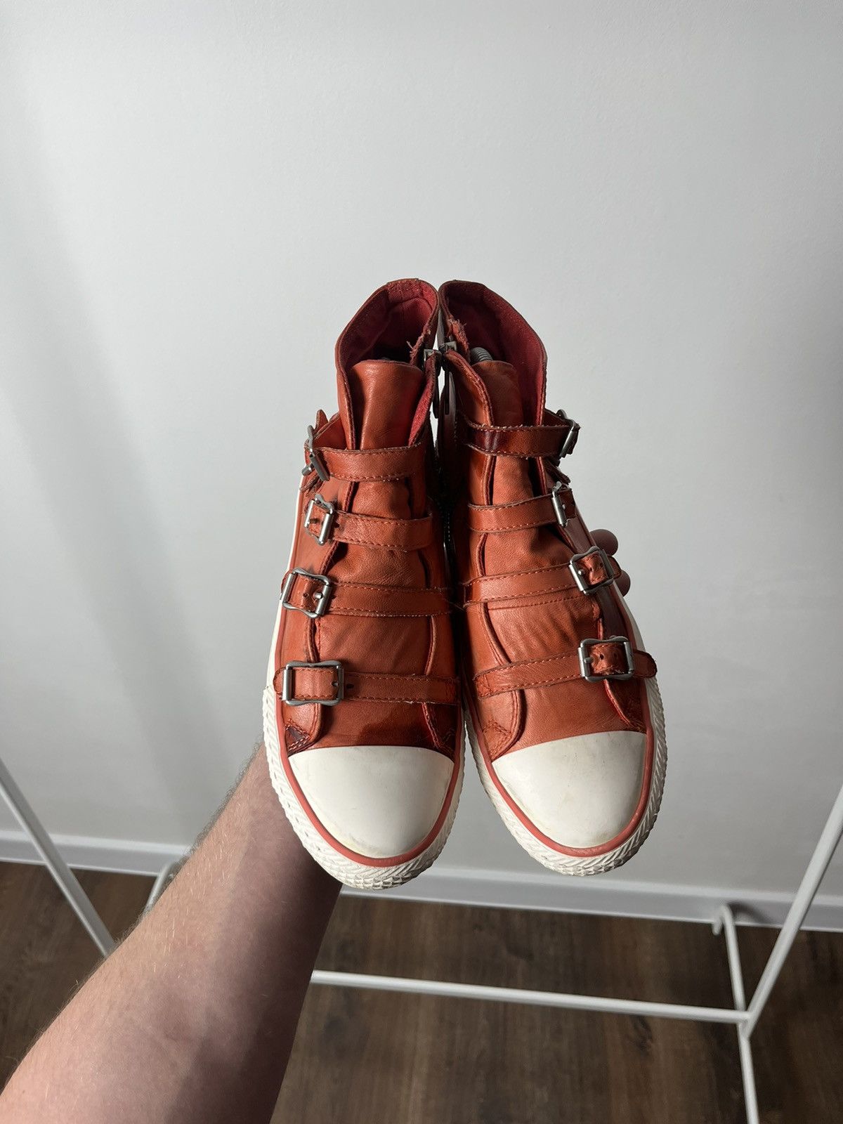 ASH Vintage Ash Punk Faded Leather Hi-Top Strap Sneakers Size US 9 / IT 39 - 3 Thumbnail
