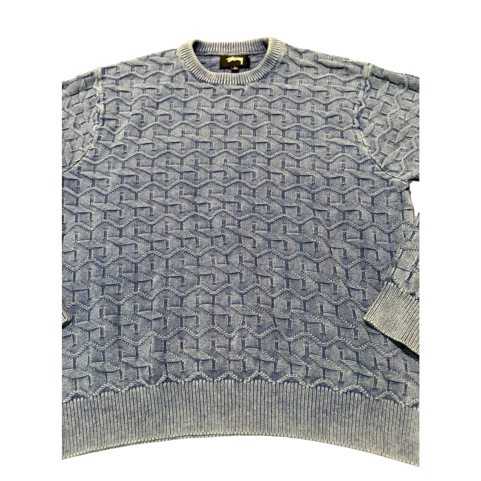 Logo 7 VINTAGE STUSSY STUCY KNIT LOGO ALL PATTERN COTTON SWEATER BLUE SIZE:LARGE LIVETRAVEL Mens Pullover Crew Neck Knit Short Description not needed Size US L / EU 52-54 / 3 - 2 Thumbnail