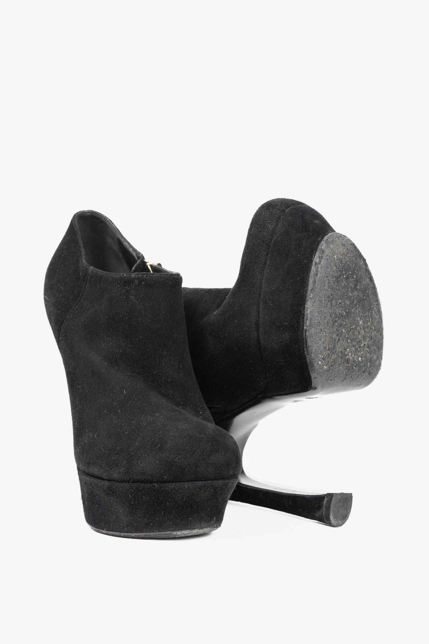 Yves Saint Laurent Yves Saint Laurent Palais Black Suede Platform Booties Size US 6.5 / IT 36.5 - 4 Thumbnail